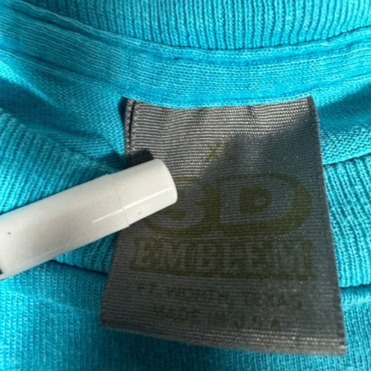 Rare Vintage 90s Harley Davidson 3D Emblem T Shirt XL Fort Worth Teal Thrashed