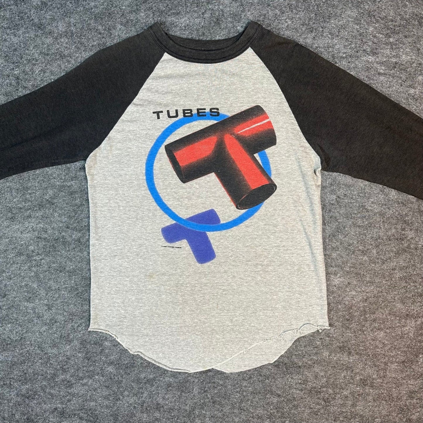 Vintage The Tubes Band T Shirt Raglan Graphic Print Gray Black 1981 Size Medium