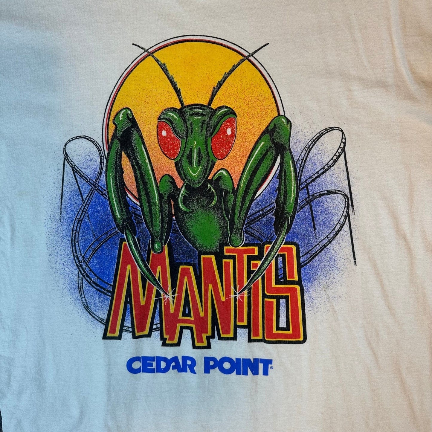 Vintage 90s Cedar Point Mantis Roller Coaster Single Stitch T Shirt Men's Medium