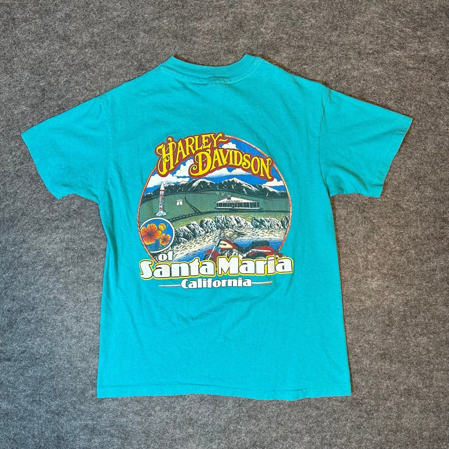 Vintage 80s Harley Davidson Shirt 1988 CALIFORNIA Biker Tee Men's Medium