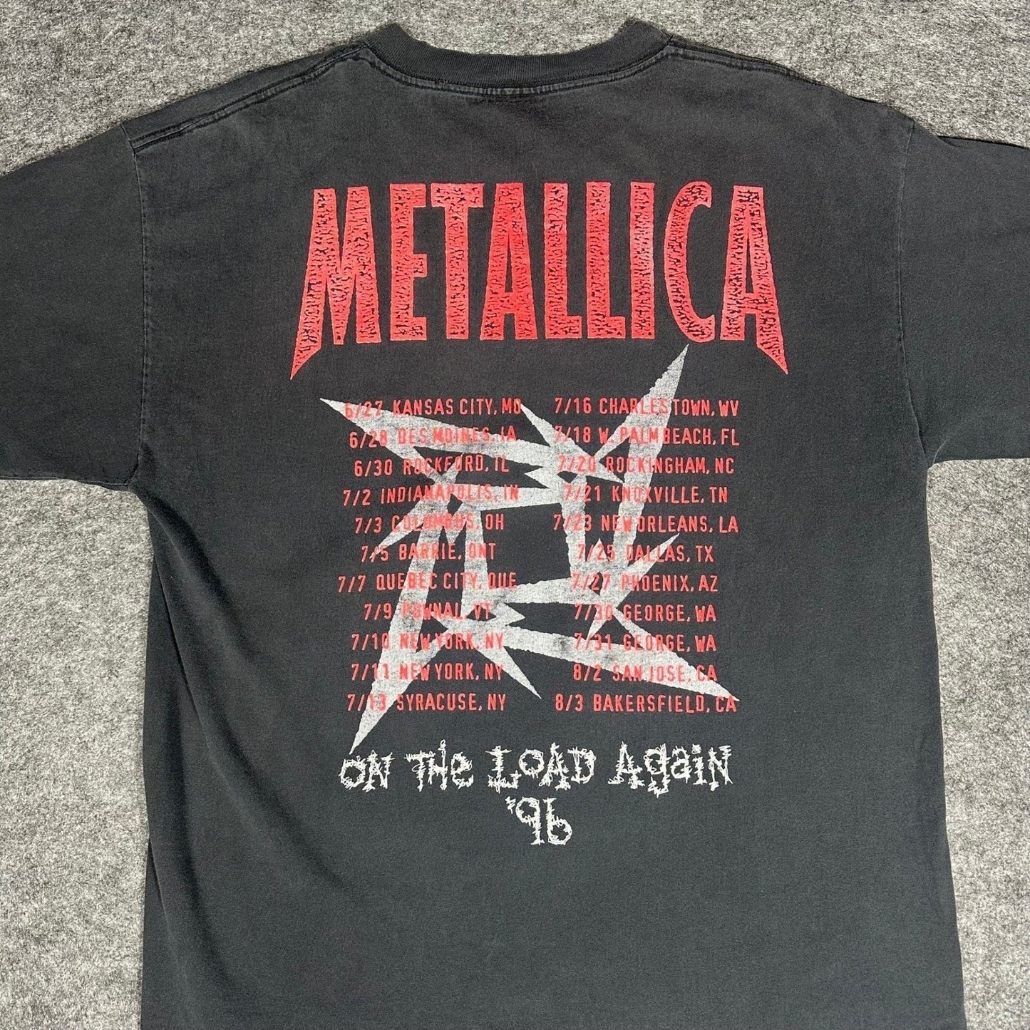 Rare Vintage 90s Metallica On The Load Again Tour T Shirt XL Giant Single Stitch