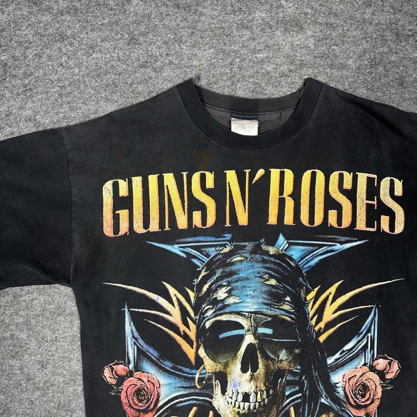 Rare Vintage 90s GUNS N ROSES Bootleg Shirt XL Skull Crossbones Double Sided