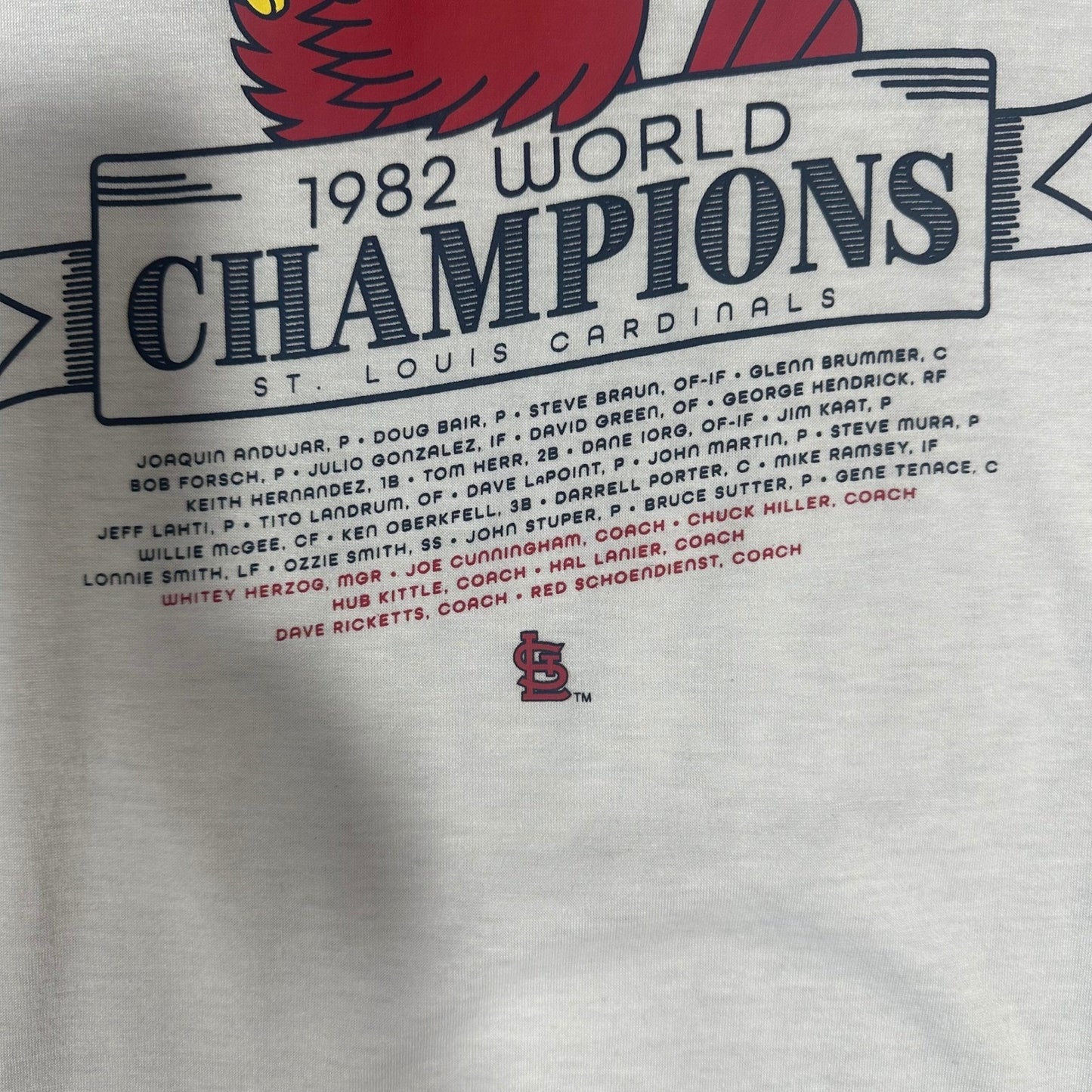 Vintage 1982 St Louis Cardinals World Series Champions Raglan Mens XL Red