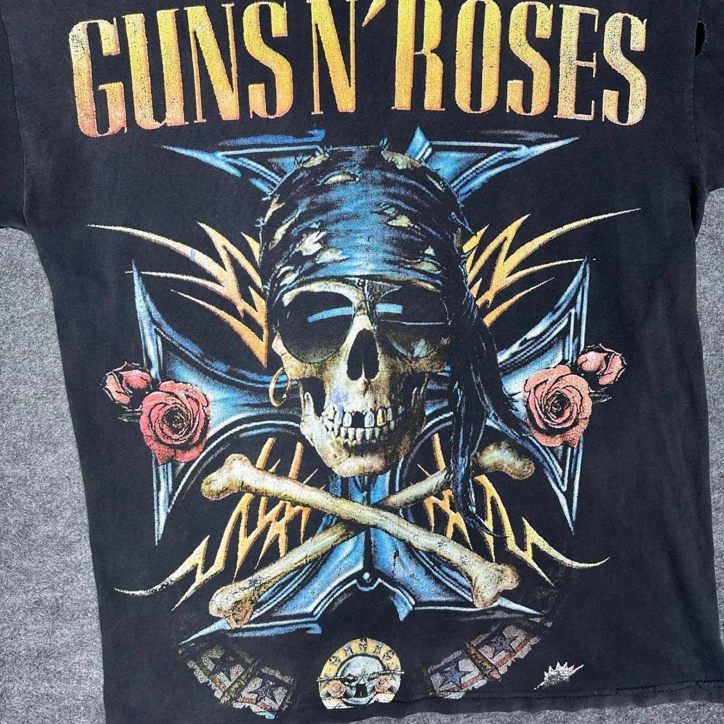 Rare Vintage 90s GUNS N ROSES Bootleg Shirt XL Skull Crossbones Double Sided