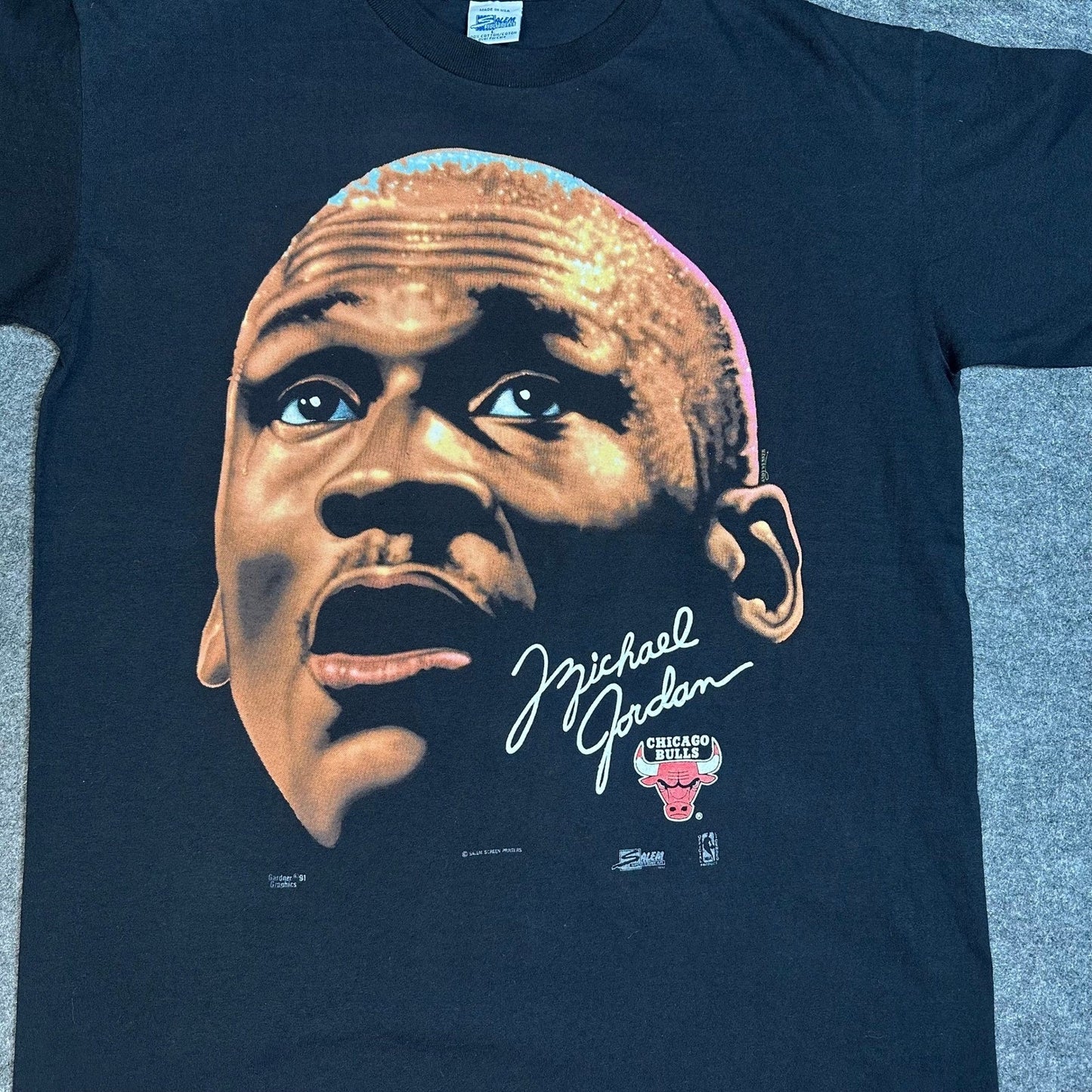 Vintage 1991 Michael Jordan Chicago Bulls Big Face T Shirt Salem Men's Large