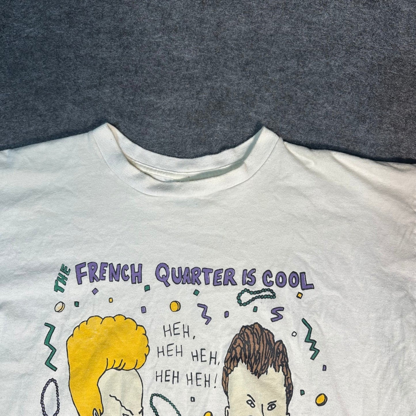 Rare Vintage 90s Beavis and ButtHead French Quarter Bourbon T Shirt Large