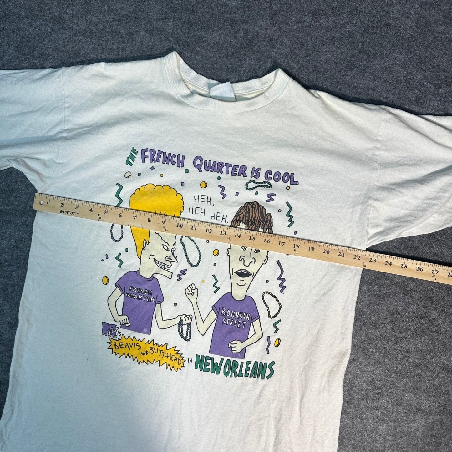 Rare Vintage 90s Beavis and ButtHead French Quarter Bourbon T Shirt Large