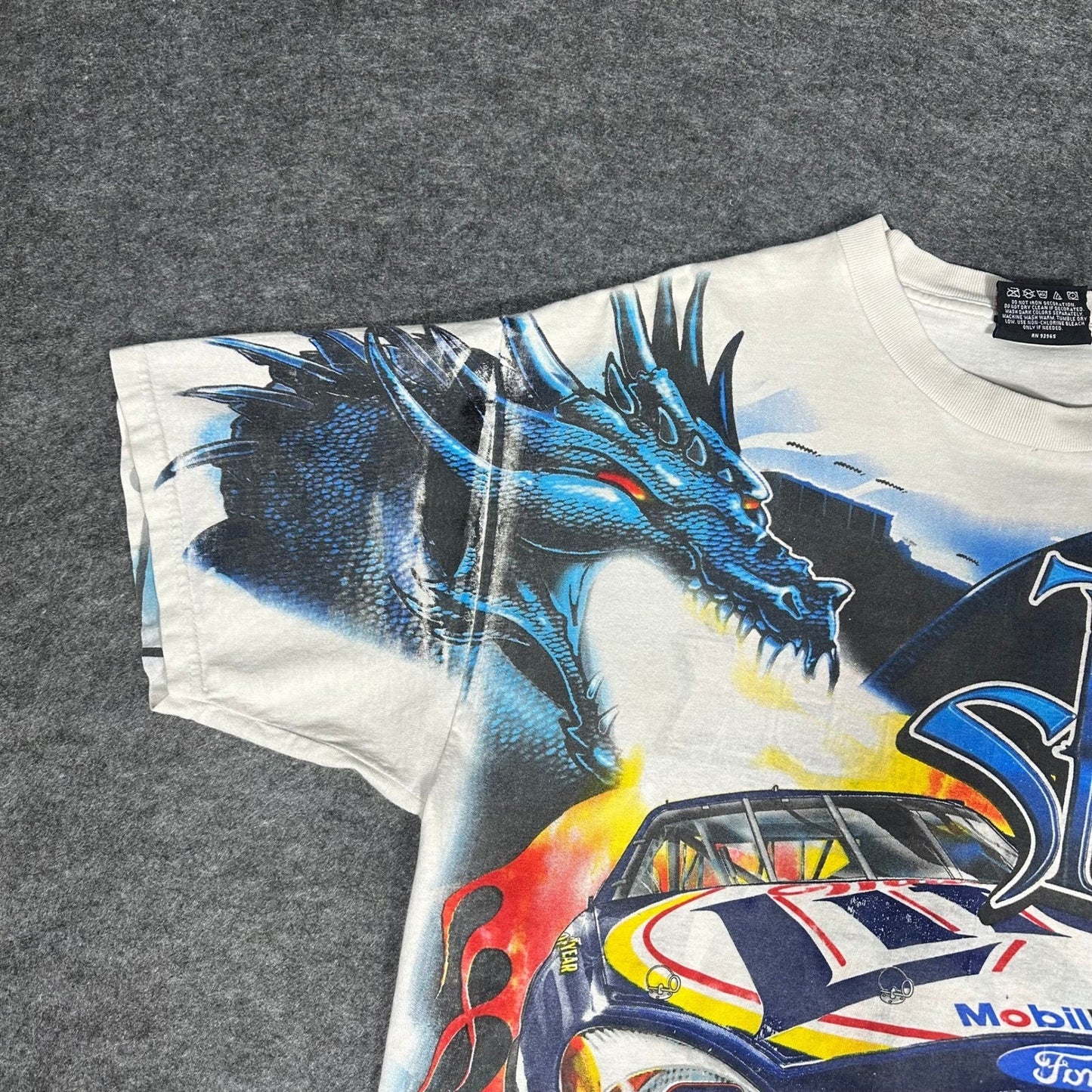 Rare VTG 90s Rusty Wallace Nascar Dragon All Over Print T Shirt Medium Chase