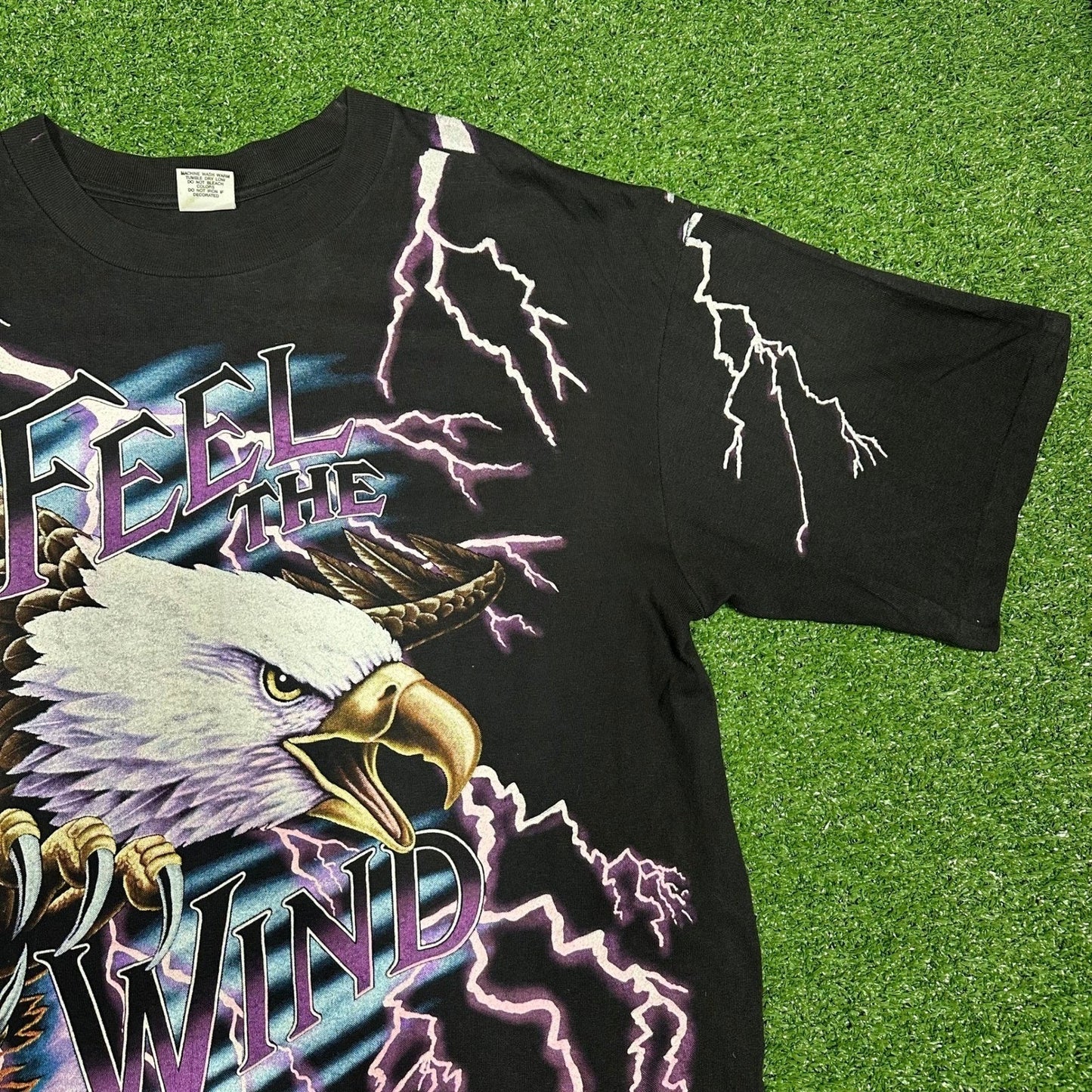 Rare 90s Vintage Feel The Thunder American Thunder AOP Single Stitch T Shirt XL