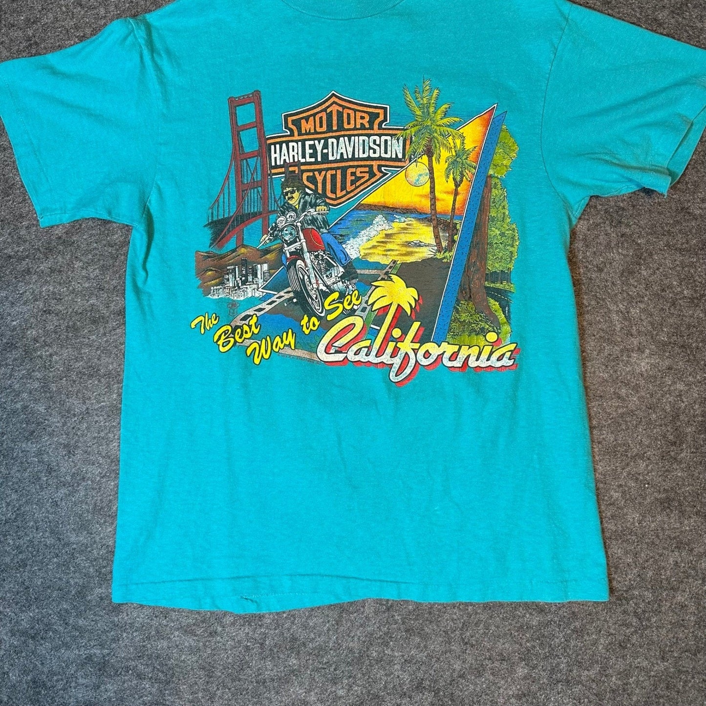 Vintage 80s Harley Davidson Shirt 1988 CALIFORNIA Biker Tee Men's Medium
