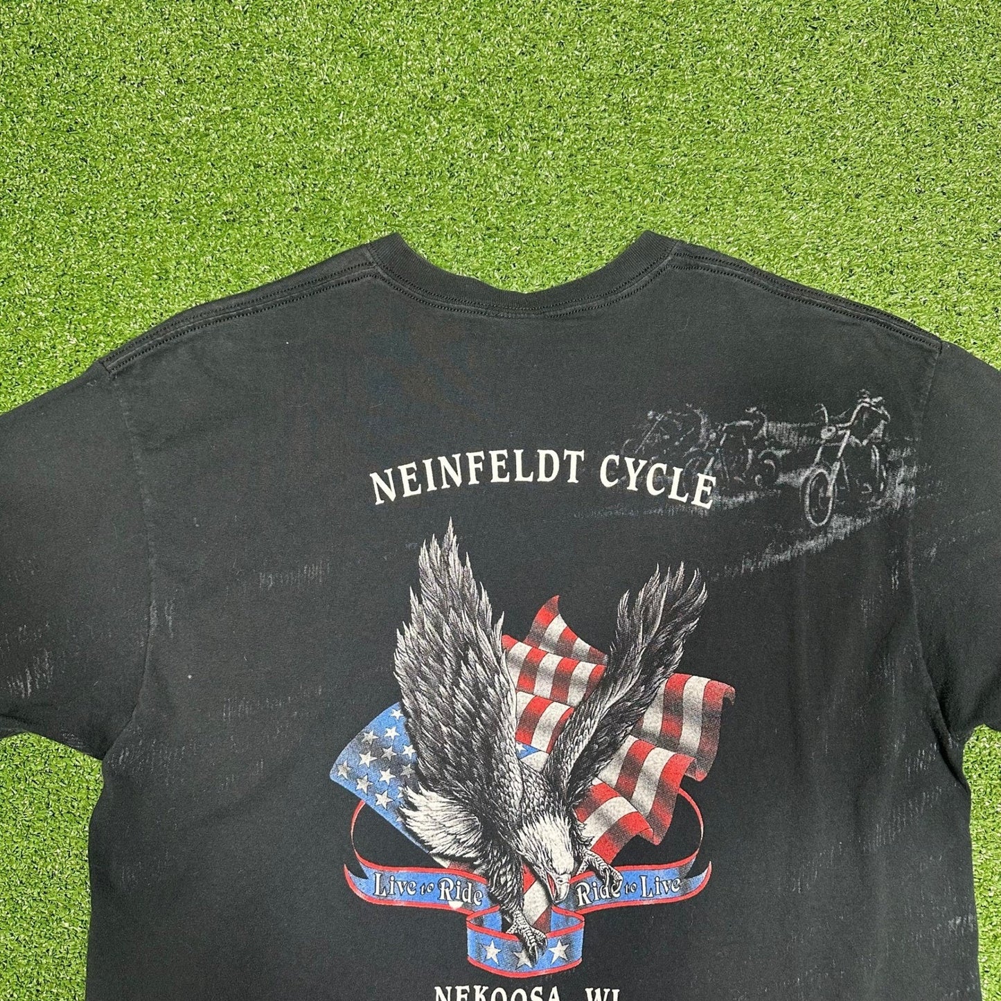 Vintage 90s Bald Eagle Break-Through Biker AOP Promo Men's XL