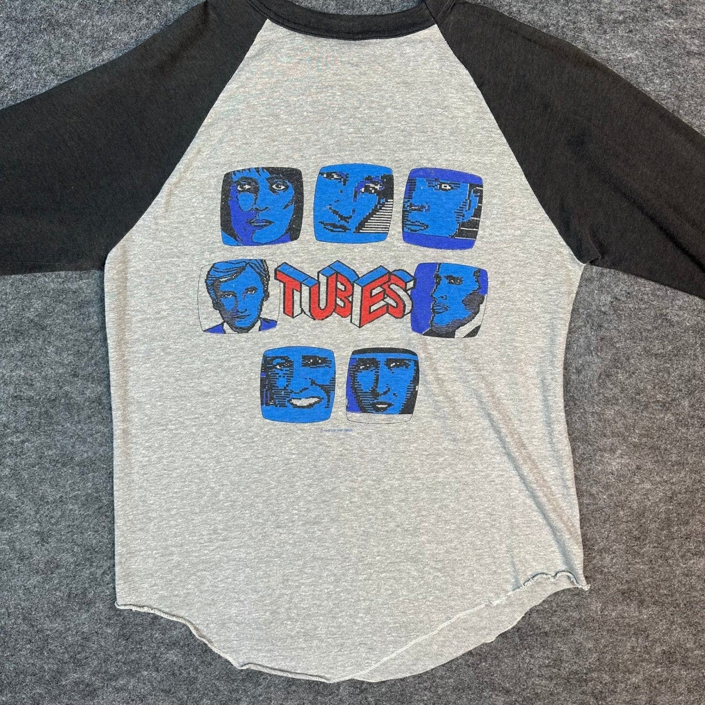 Vintage The Tubes Band T Shirt Raglan Graphic Print Gray Black 1981 Size Medium