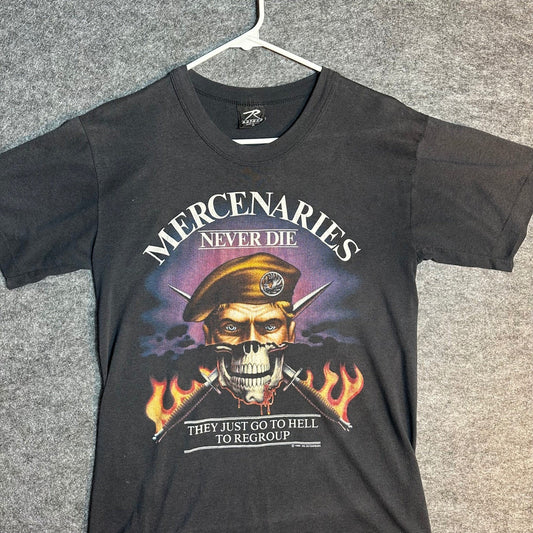Vintage T-Shirt 3D Military Graphic Size Medium 80s Mercenaries Never Die 1988