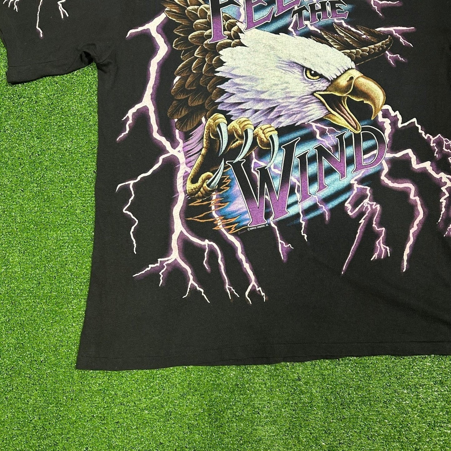 Rare 90s Vintage Feel The Thunder American Thunder AOP Single Stitch T Shirt XL