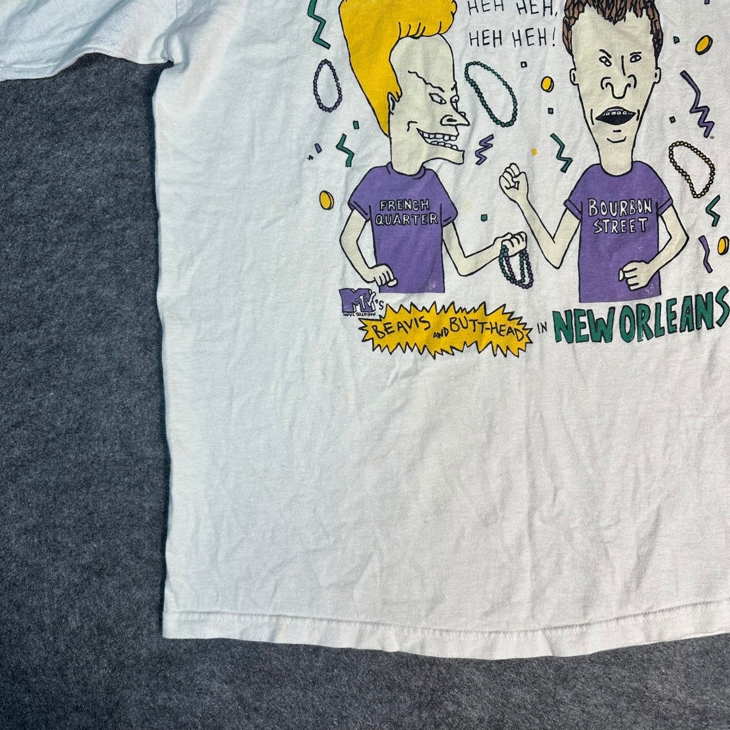 Rare Vintage 90s Beavis and ButtHead French Quarter Bourbon T Shirt Large