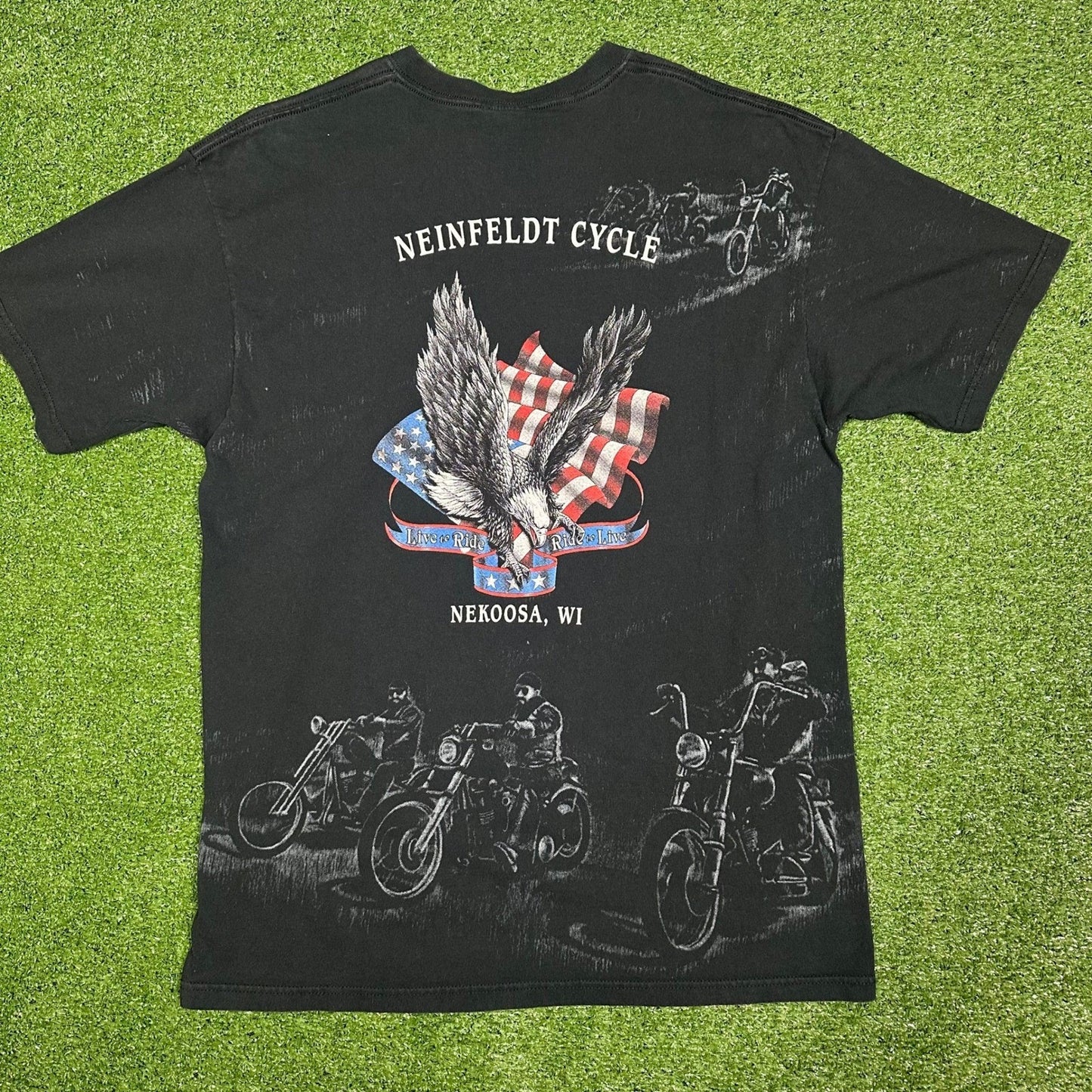 Vintage 90s Bald Eagle Break-Through Biker AOP Promo Men's XL