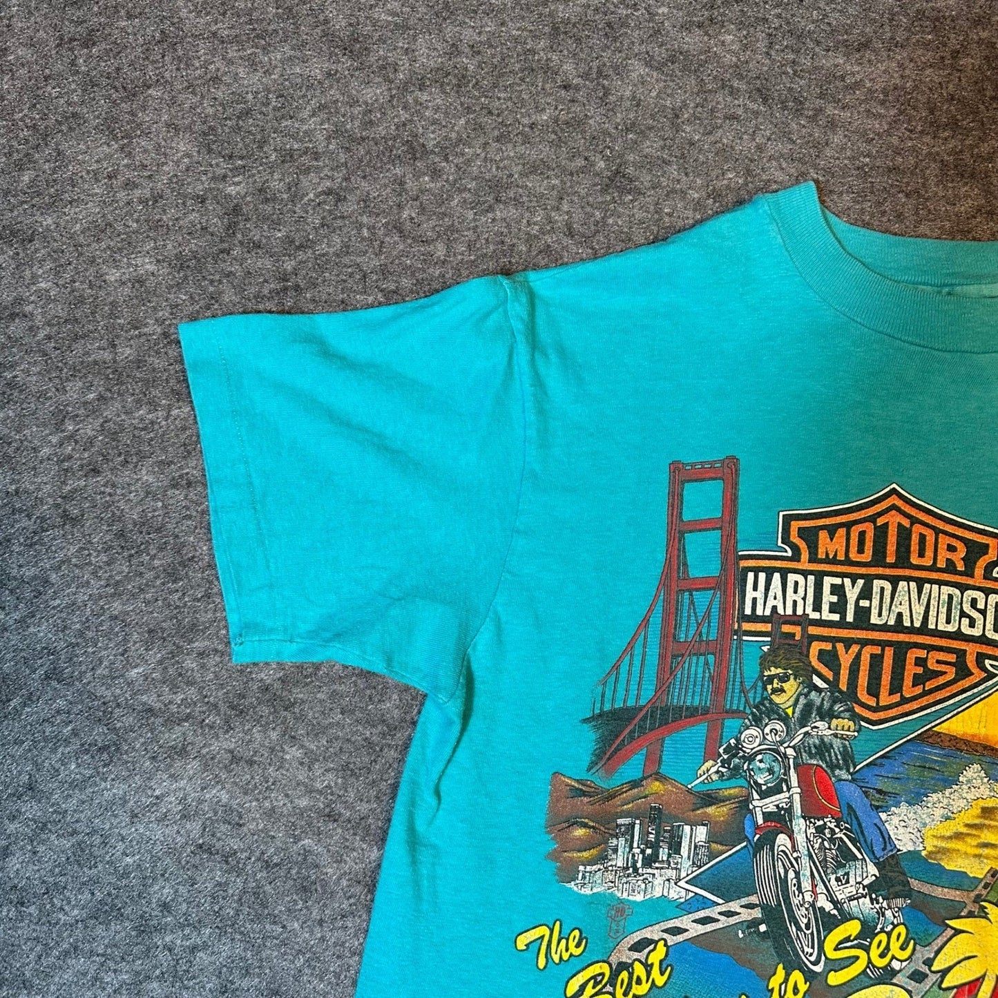 Vintage 80s Harley Davidson Shirt 1988 CALIFORNIA Biker Tee Men's Medium