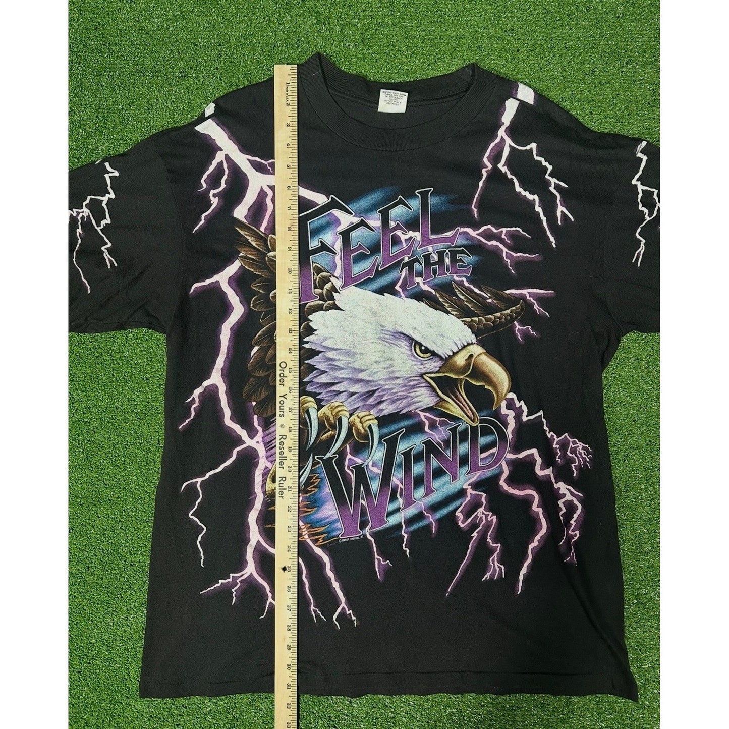 Rare 90s Vintage Feel The Thunder American Thunder AOP Single Stitch T Shirt XL