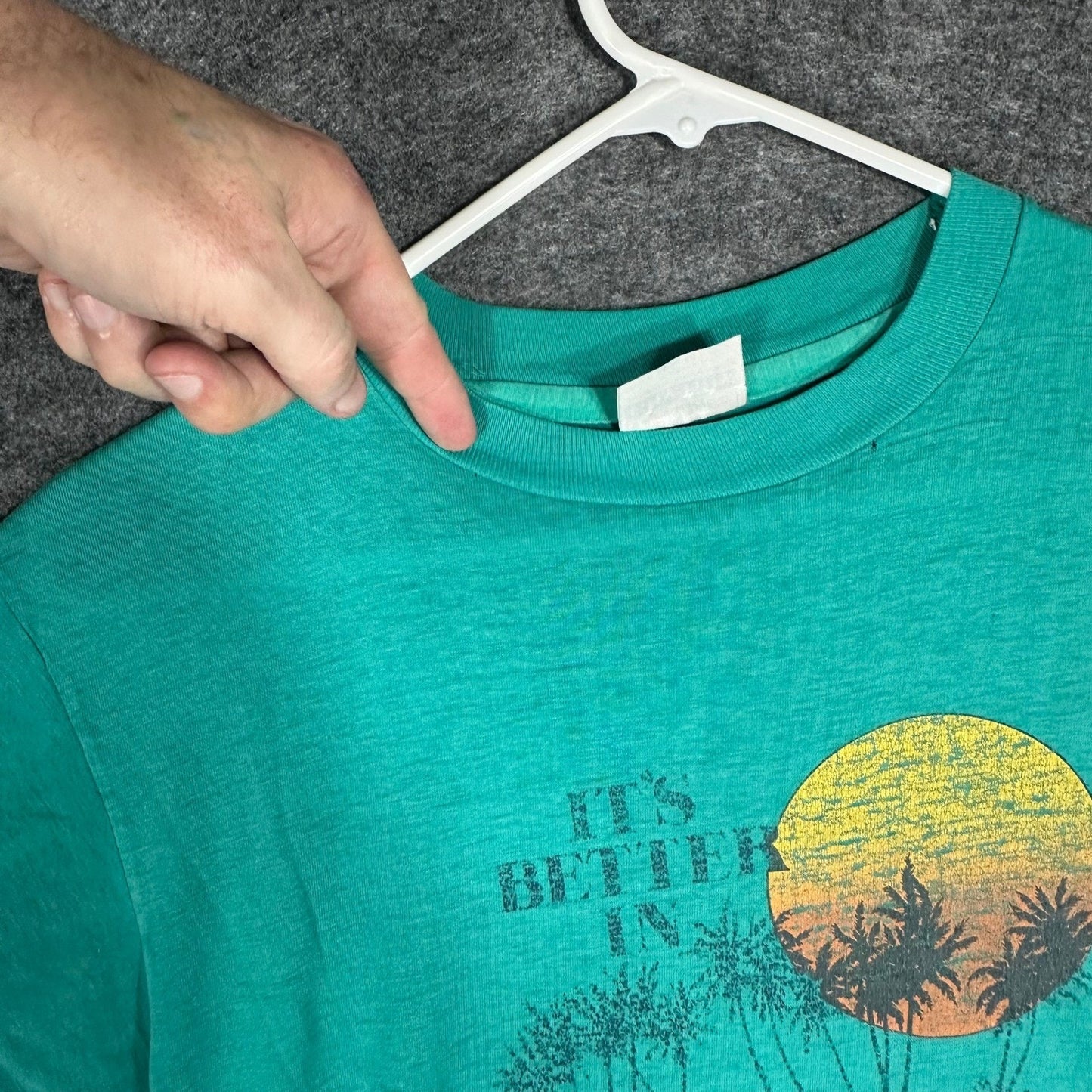 Vintage Single Stitch Key West Palm Tree Sunset T Shirt Mens Medium