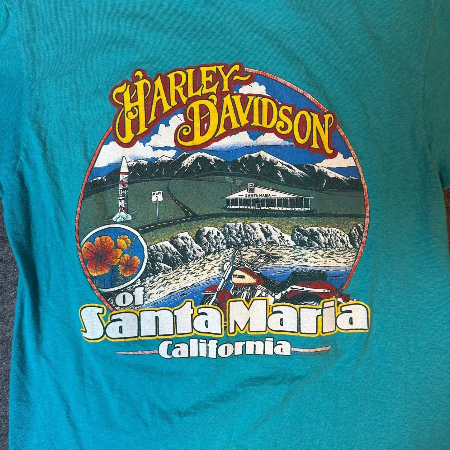Vintage 80s Harley Davidson Shirt 1988 CALIFORNIA Biker Tee Men's Medium