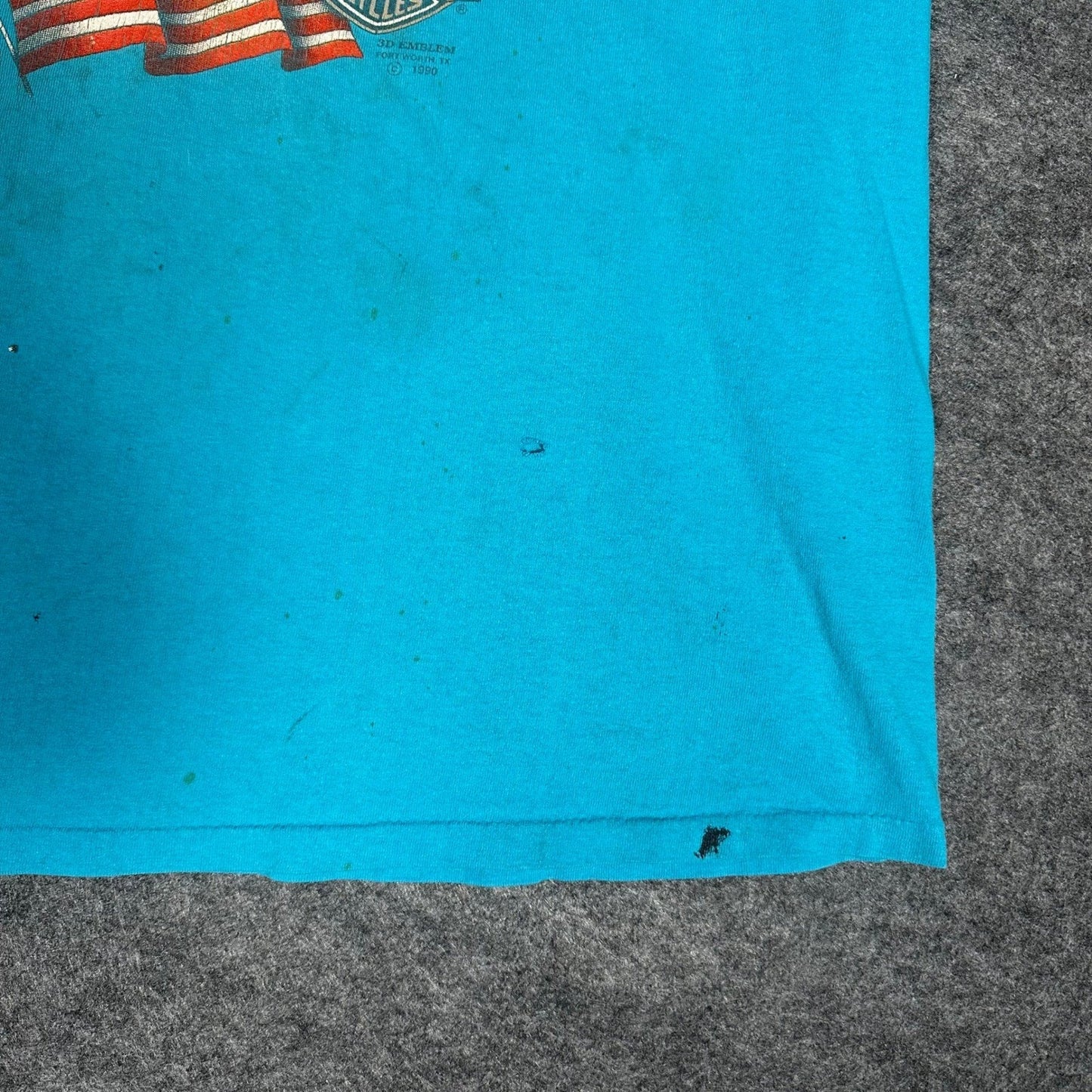 Rare Vintage 90s Harley Davidson 3D Emblem T Shirt XL Fort Worth Teal Thrashed