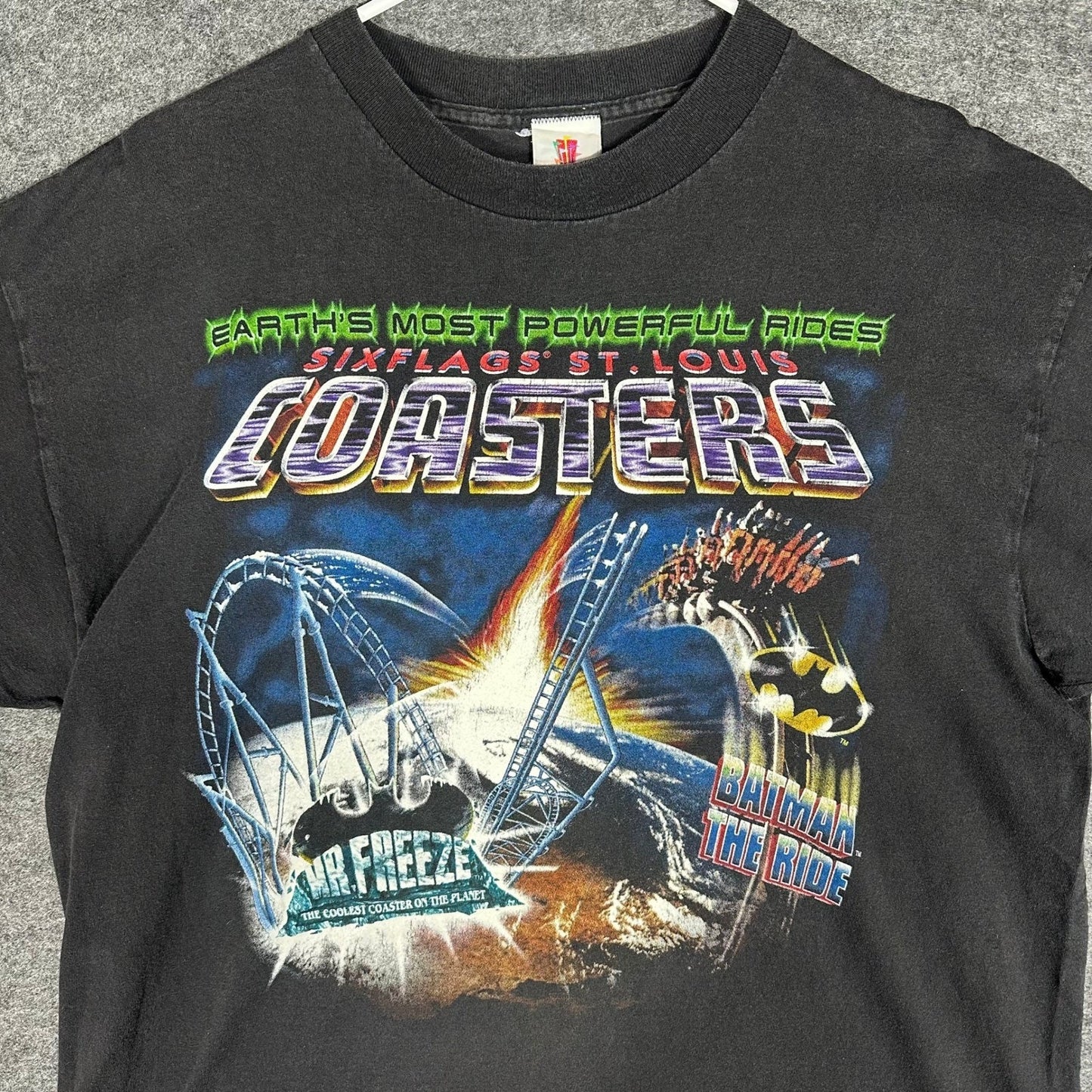 Vintage Single Stitch 1999 Six Flags Batman The Ride Mr Freeze T Shirt XL