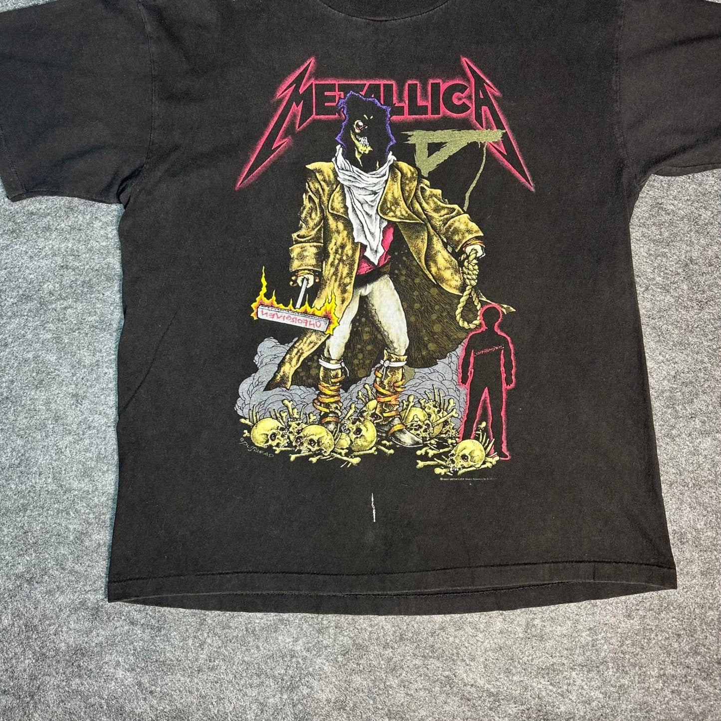 Rare Vintage 90s Metallica Unforgiven Shirt Pushead Oneita Single Stitch Large