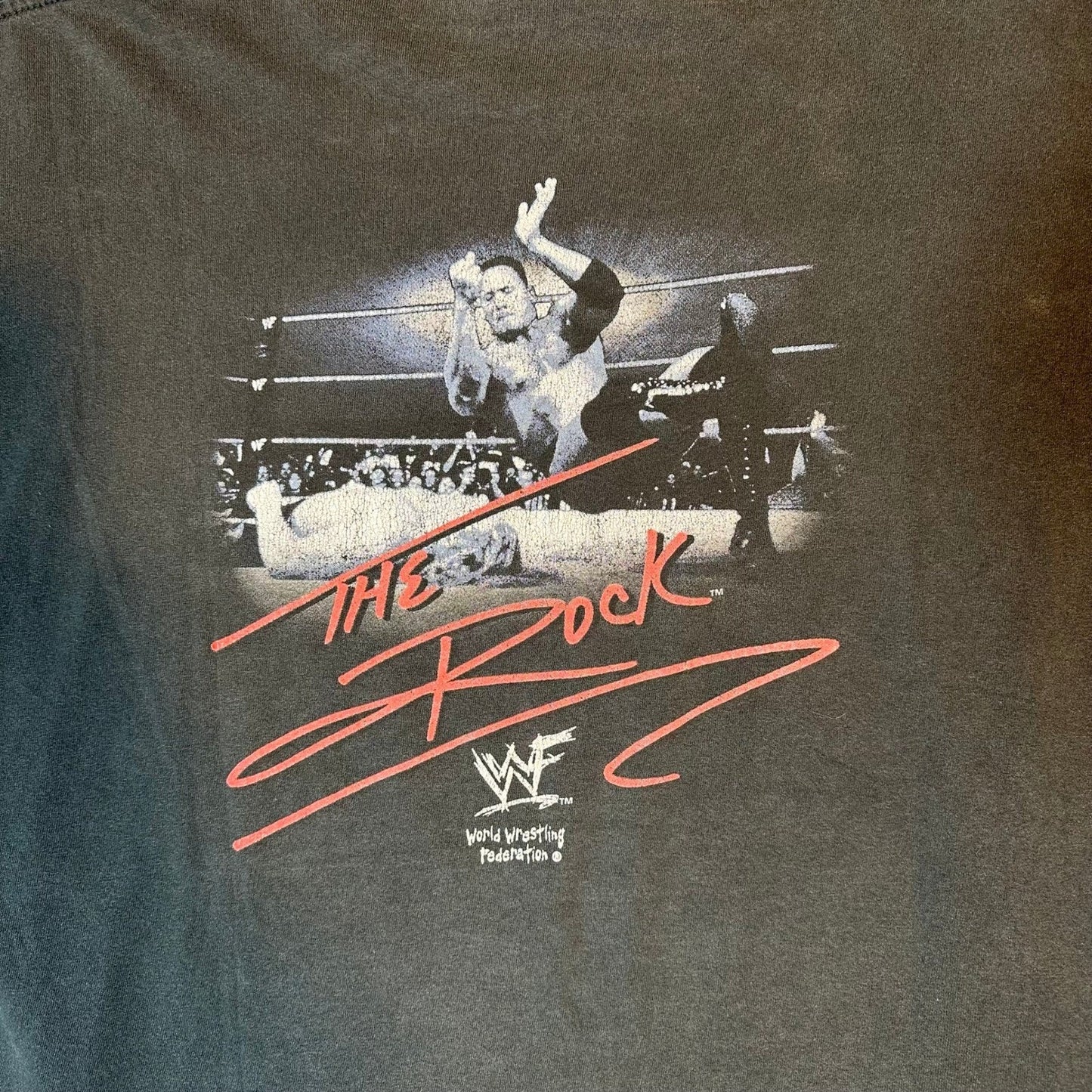 Vintage The Rock TNT WWF Layin The Smack Down T Shirt Large Black 1999 Wrestling