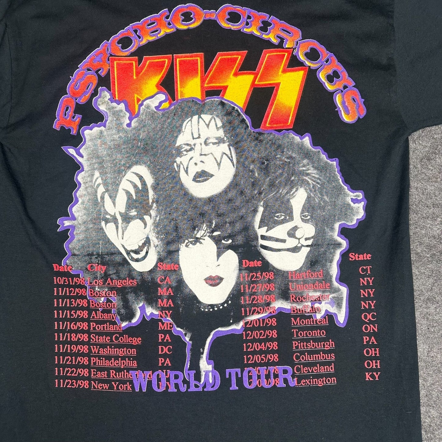Rare Vintage 90s KISS Psycho Circus 1998 1999 World Tour Shirt Jerzees Men's L
