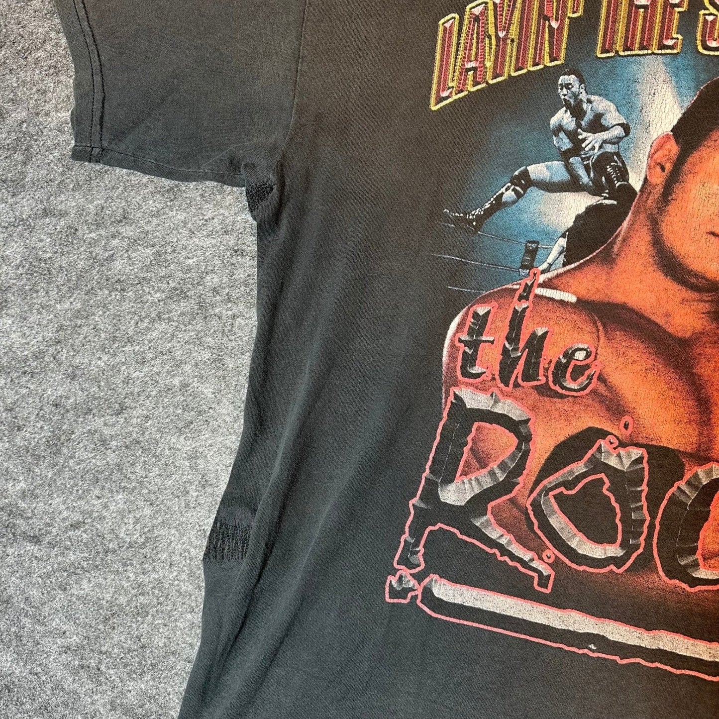 Vintage The Rock TNT WWF Layin The Smack Down T Shirt Large Black 1999 Wrestling