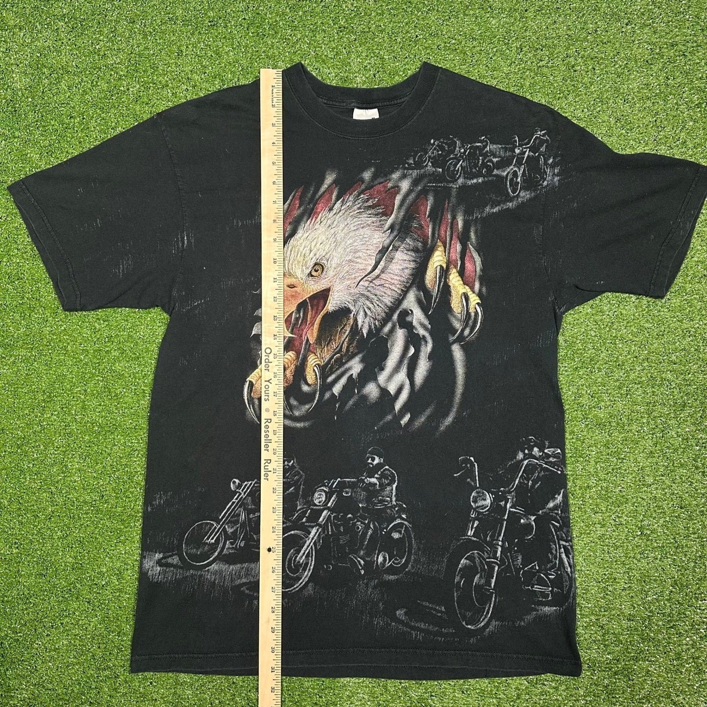 Vintage 90s Bald Eagle Break-Through Biker AOP Promo Men's XL