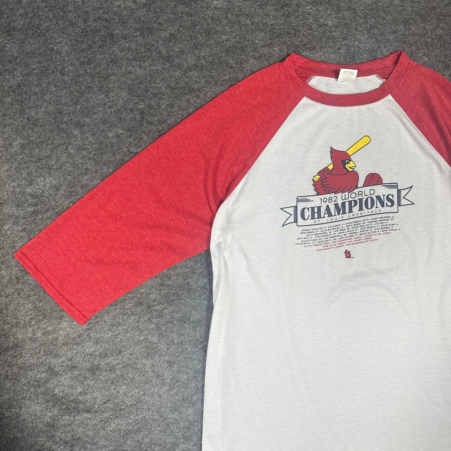 Vintage 1982 St Louis Cardinals World Series Champions Raglan Mens XL Red