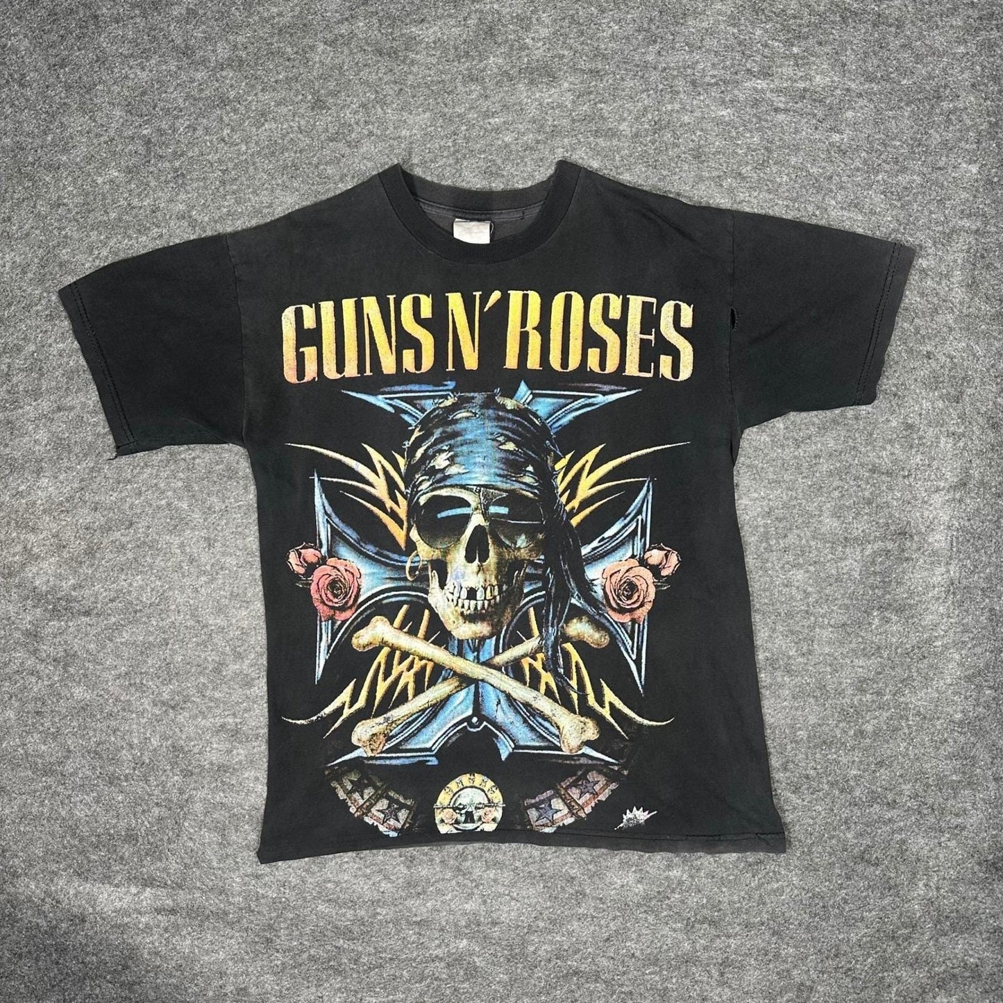 Rare Vintage 90s GUNS N ROSES Bootleg Shirt XL Skull Crossbones Double Sided