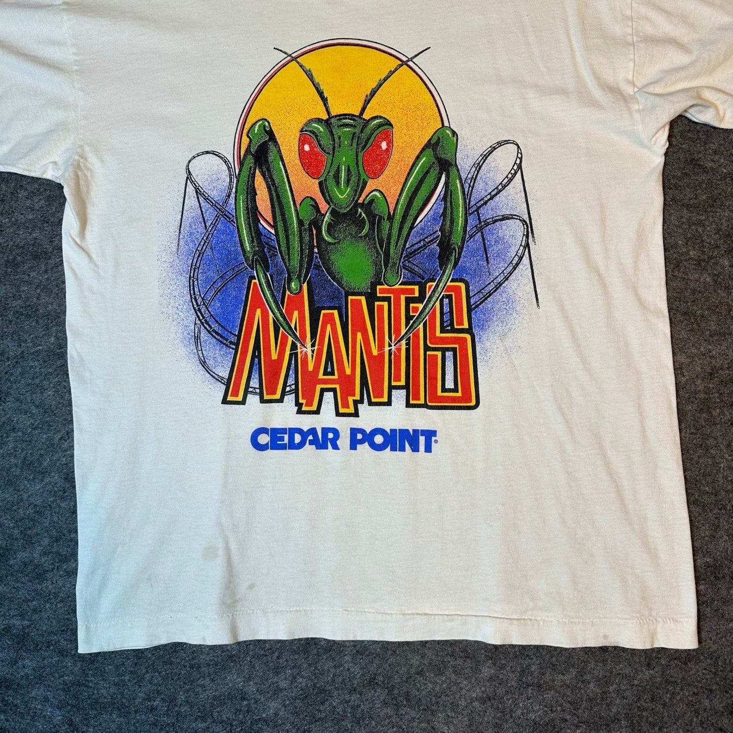 Vintage 90s Cedar Point Mantis Roller Coaster Single Stitch T Shirt Men's Medium
