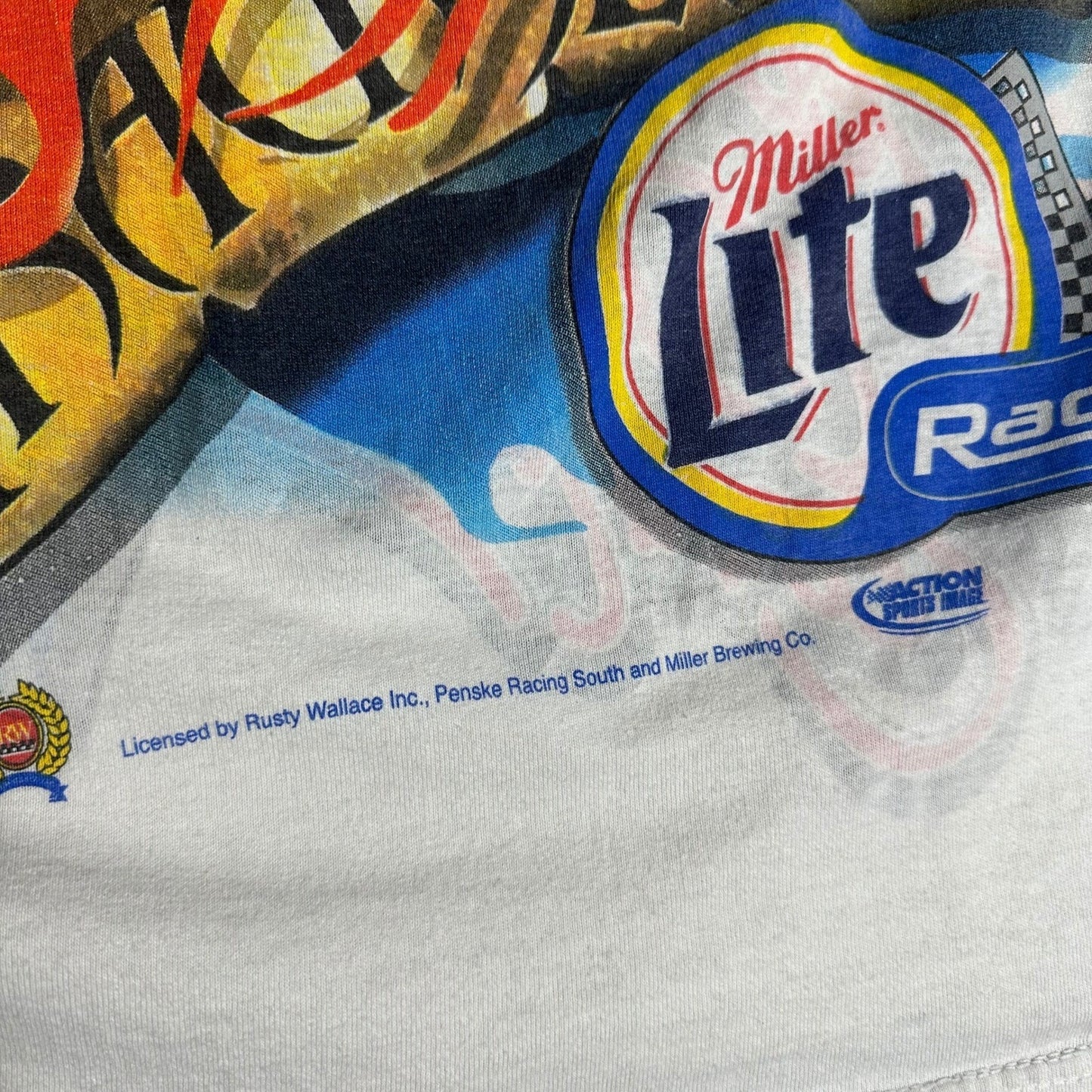 Rare VTG 90s Rusty Wallace Nascar Dragon All Over Print T Shirt Medium Chase