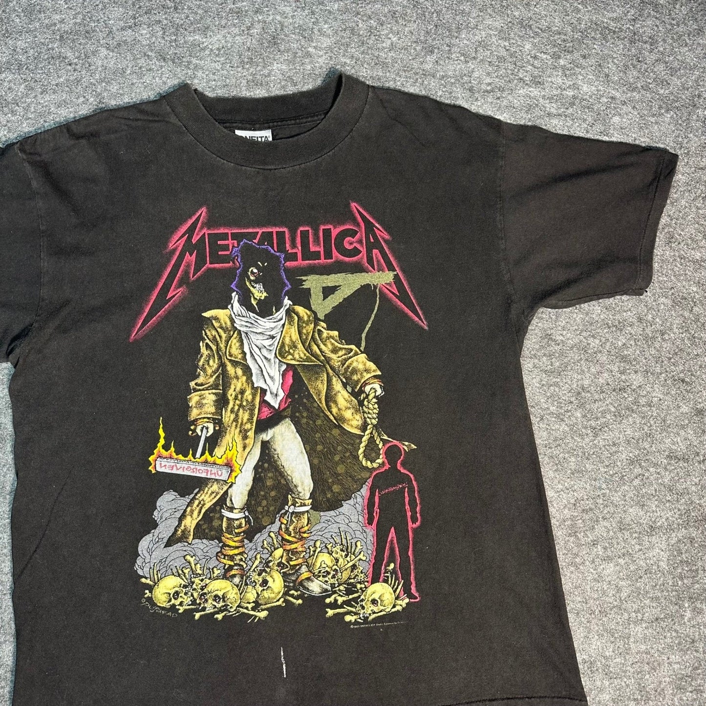 Rare Vintage 90s Metallica Unforgiven Shirt Pushead Oneita Single Stitch Large
