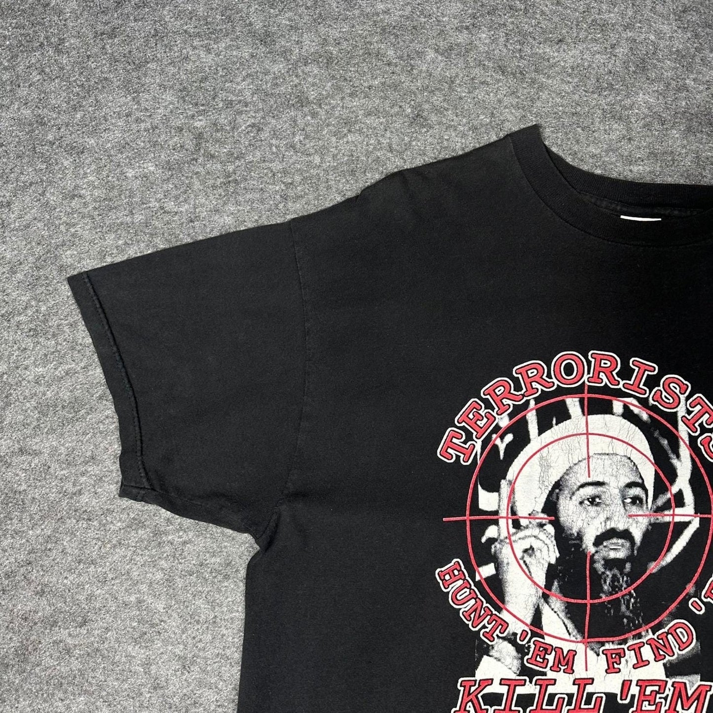 Vtg 2000s Terrorists Hunt 'Em Find 'Em Kill 'Em Shirt XL Delta Pro Weight 9/11