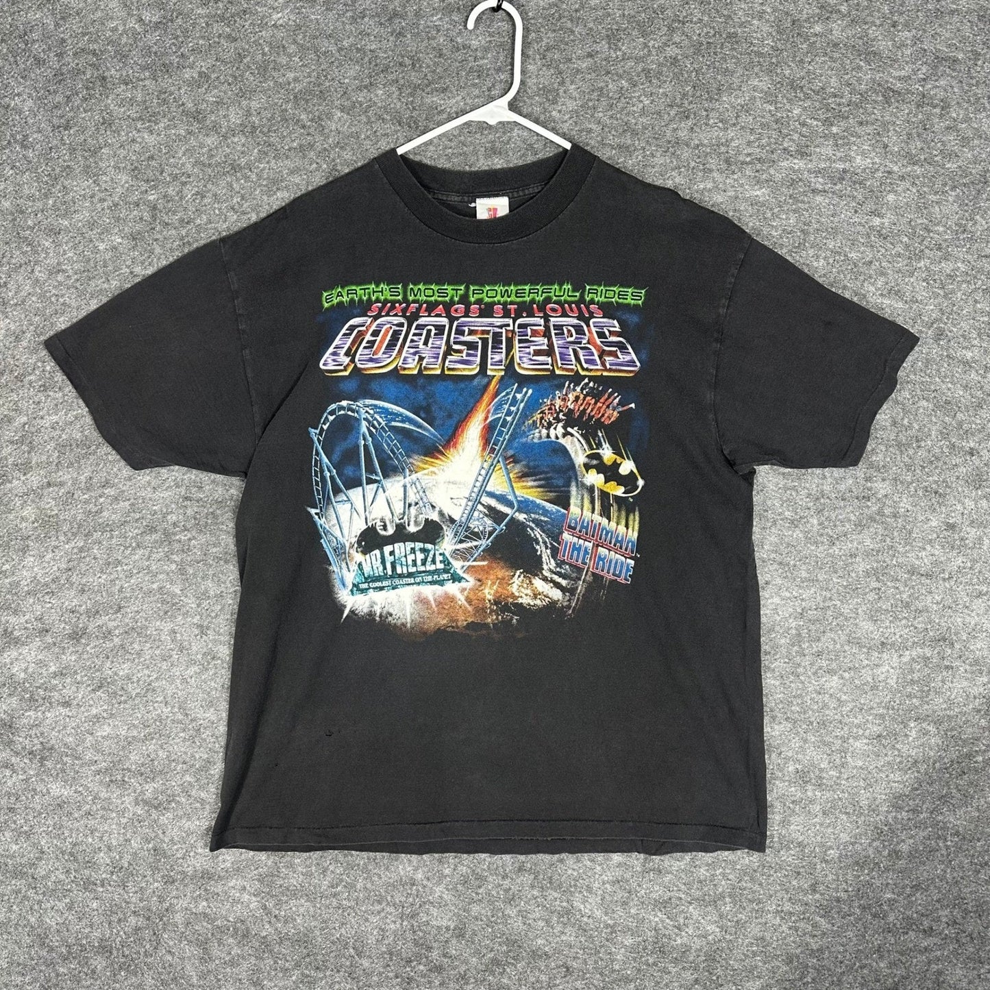 Vintage Single Stitch 1999 Six Flags Batman The Ride Mr Freeze T Shirt XL