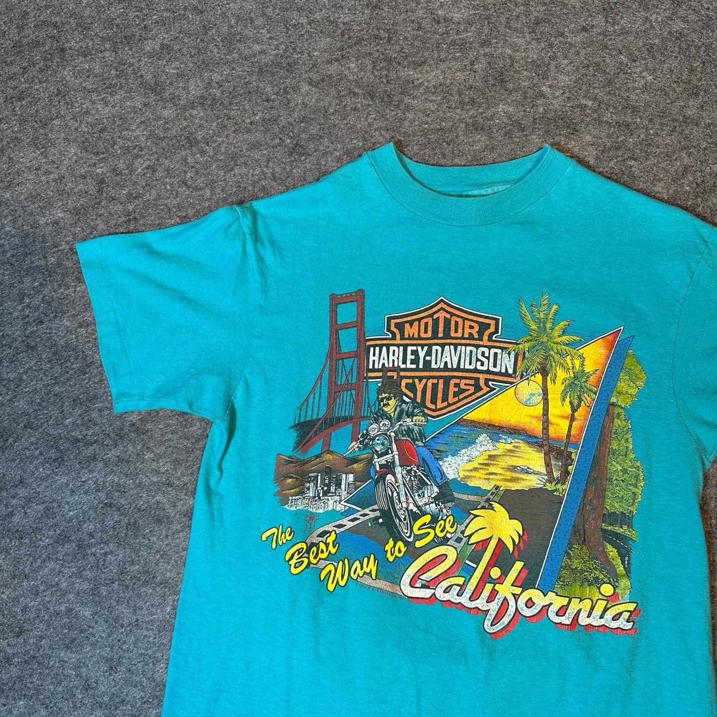 Vintage 80s Harley Davidson Shirt 1988 CALIFORNIA Biker Tee Men's Medium