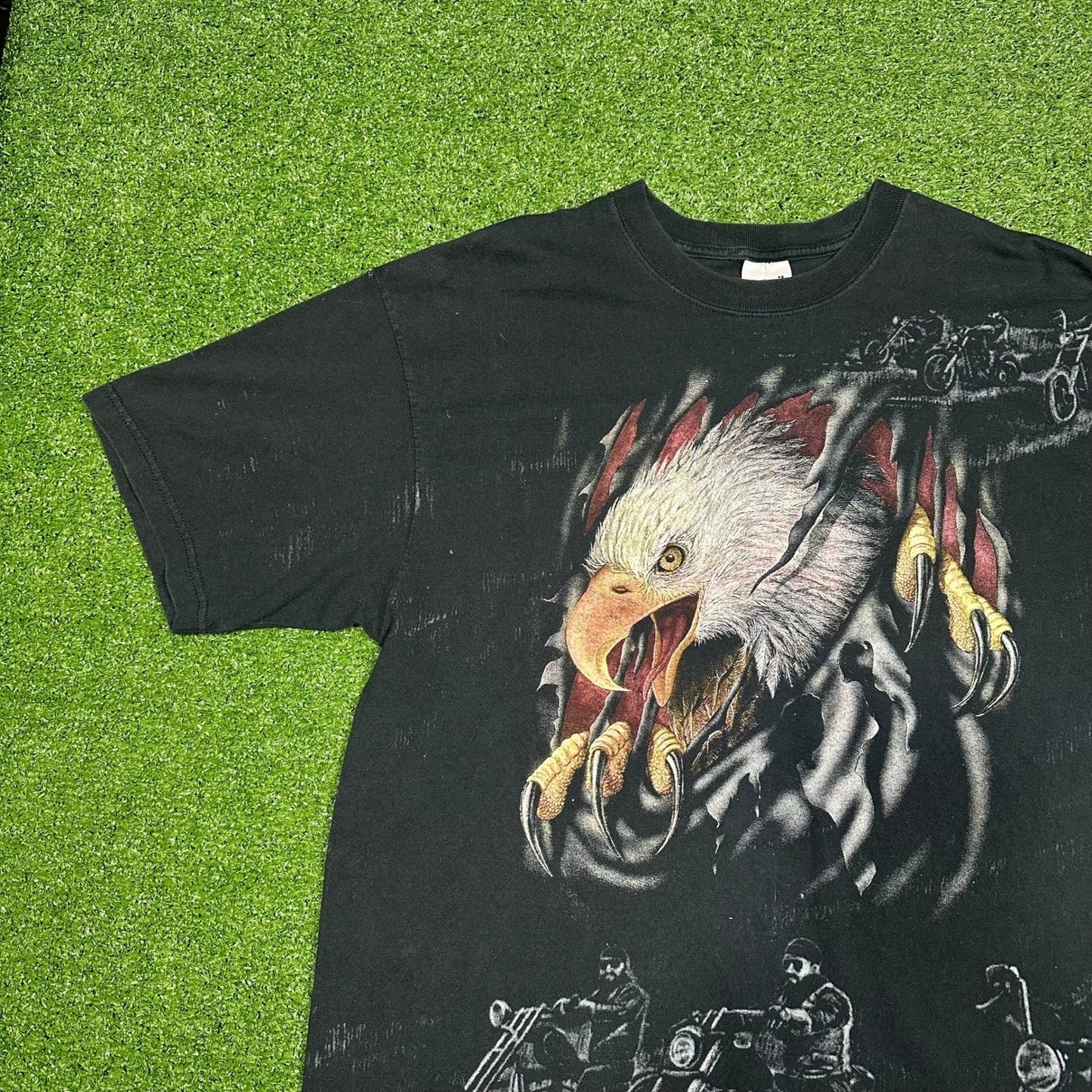 Vintage 90s Bald Eagle Break-Through Biker AOP Promo Men's XL
