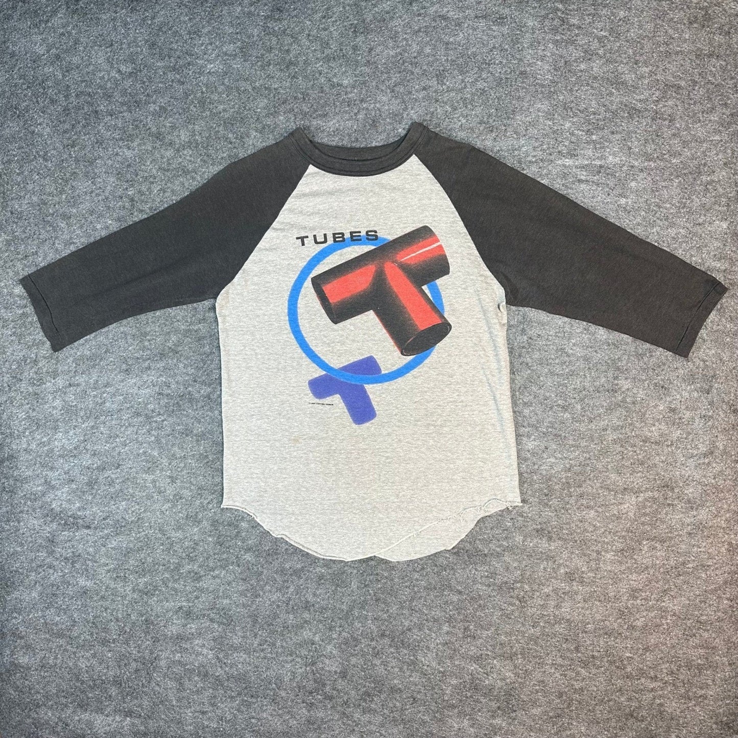 Vintage The Tubes Band T Shirt Raglan Graphic Print Gray Black 1981 Size Medium