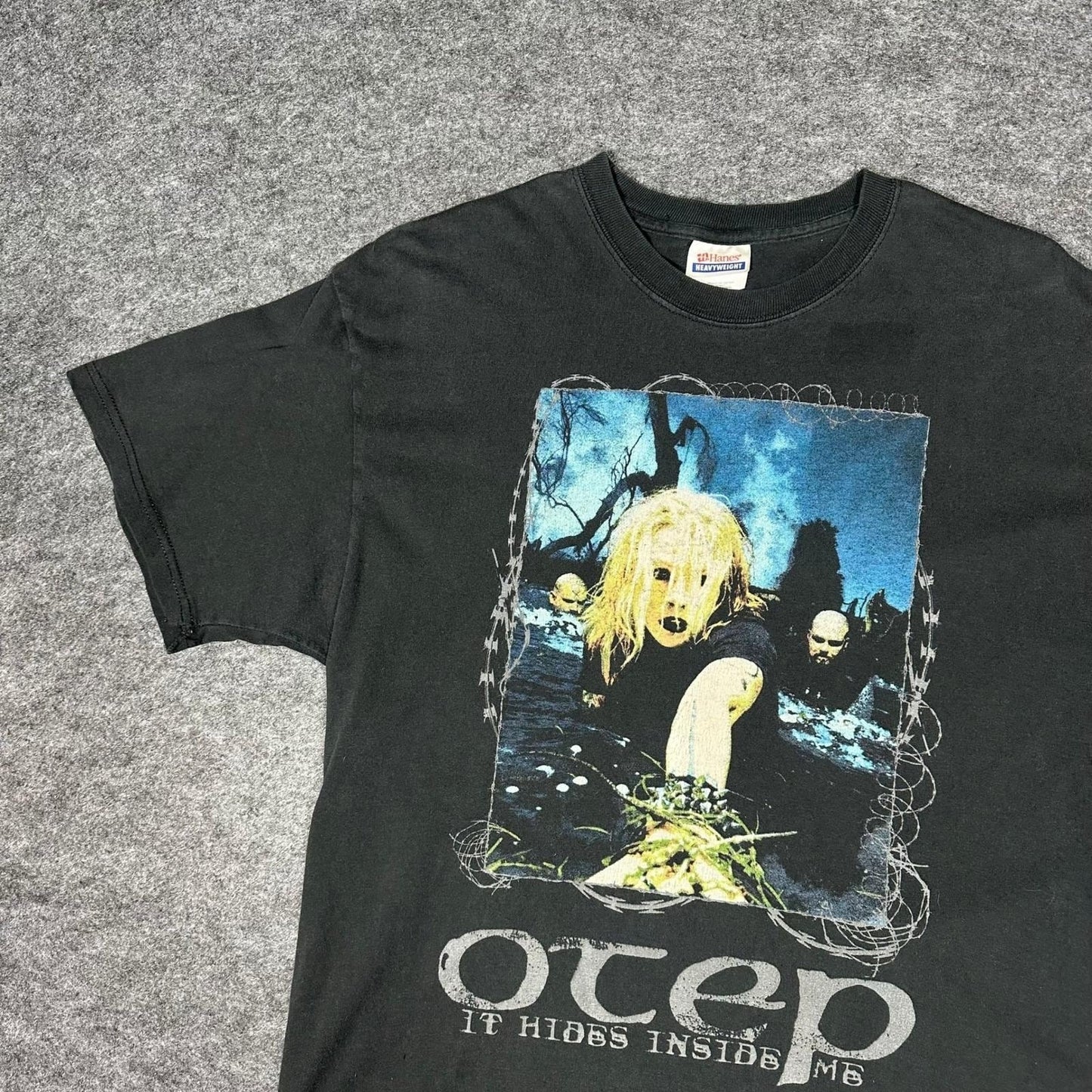 Vtg Y2K 2000s OTEP It Hides Inside Me Shirt Size Large Nu Metal Band Hanes