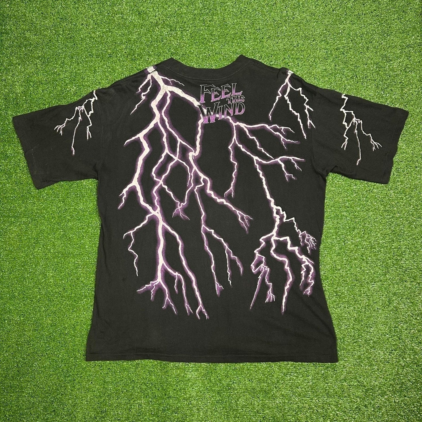 Rare 90s Vintage Feel The Thunder American Thunder AOP Single Stitch T Shirt XL