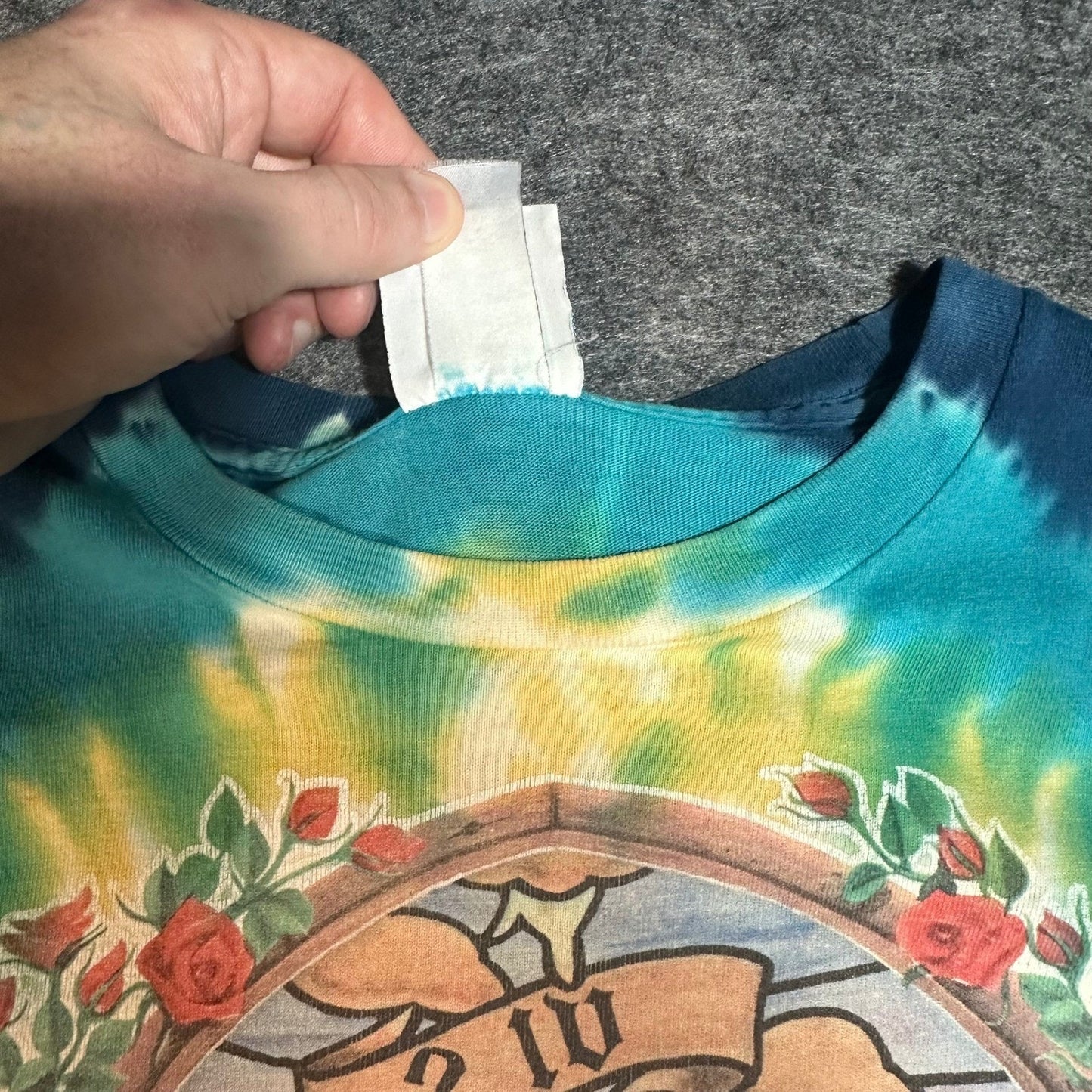 Vintage 90s Grateful Dead Saint Stephen Tie Dye Band T Shirt Liquid Blue Mens XL