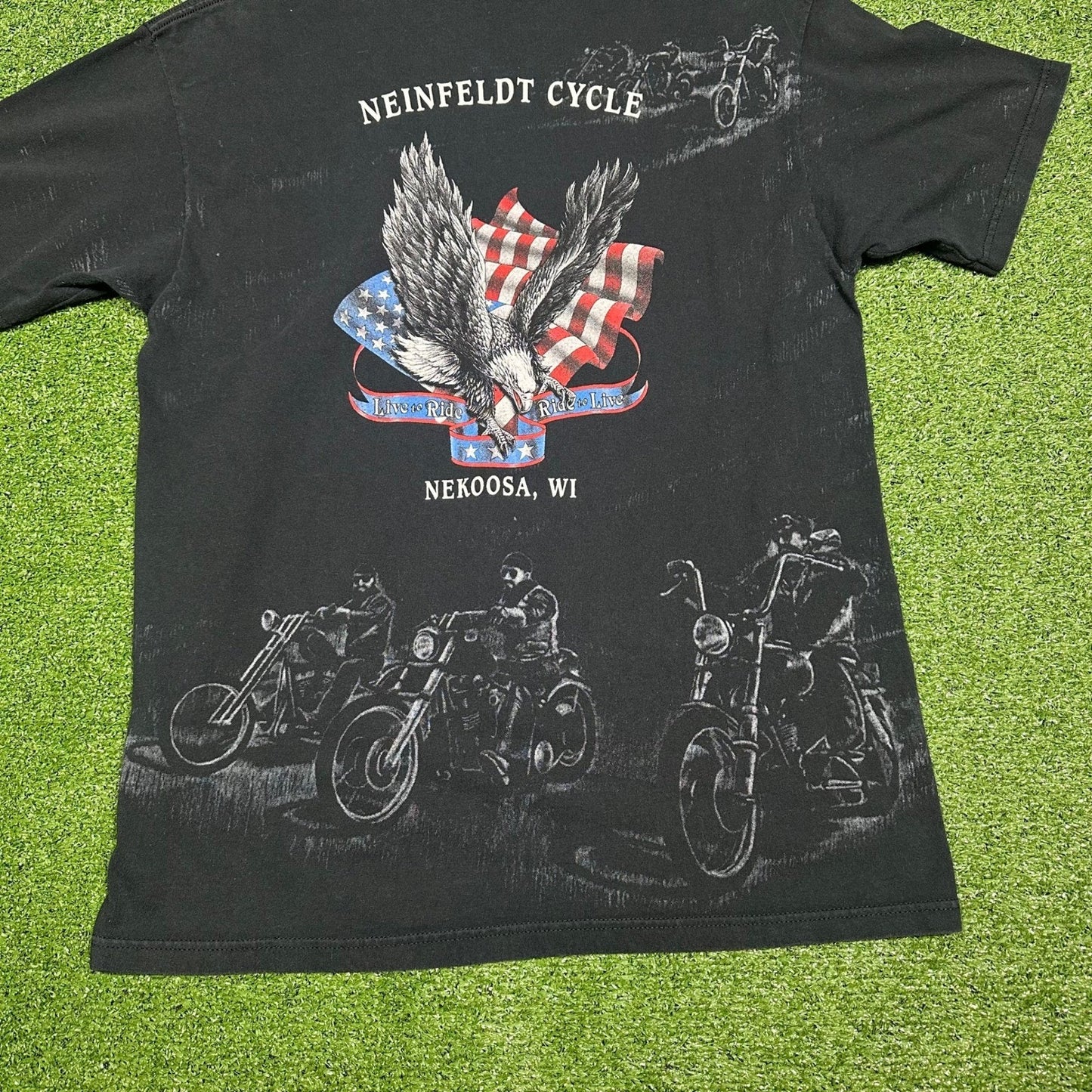 Vintage 90s Bald Eagle Break-Through Biker AOP Promo Men's XL