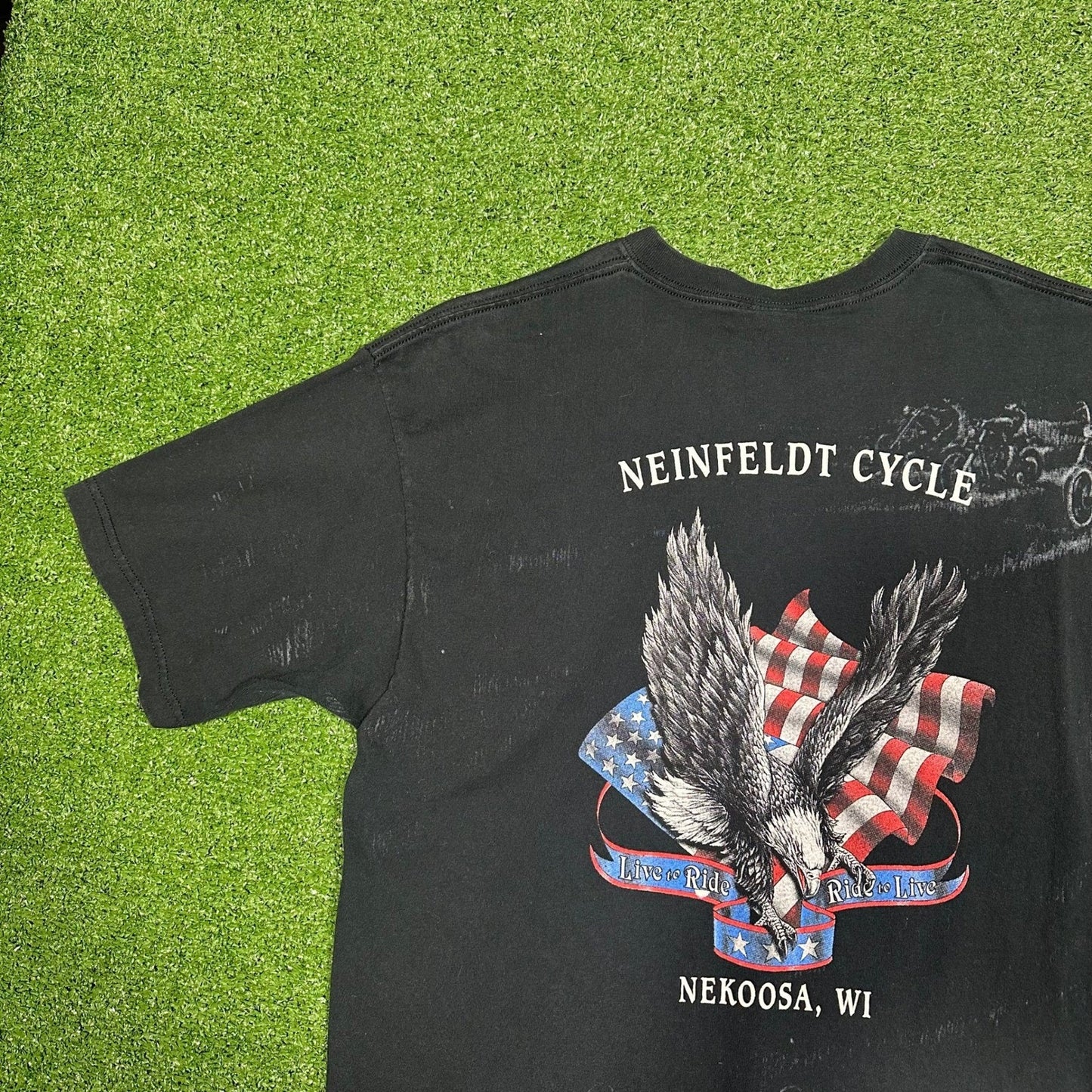 Vintage 90s Bald Eagle Break-Through Biker AOP Promo Men's XL