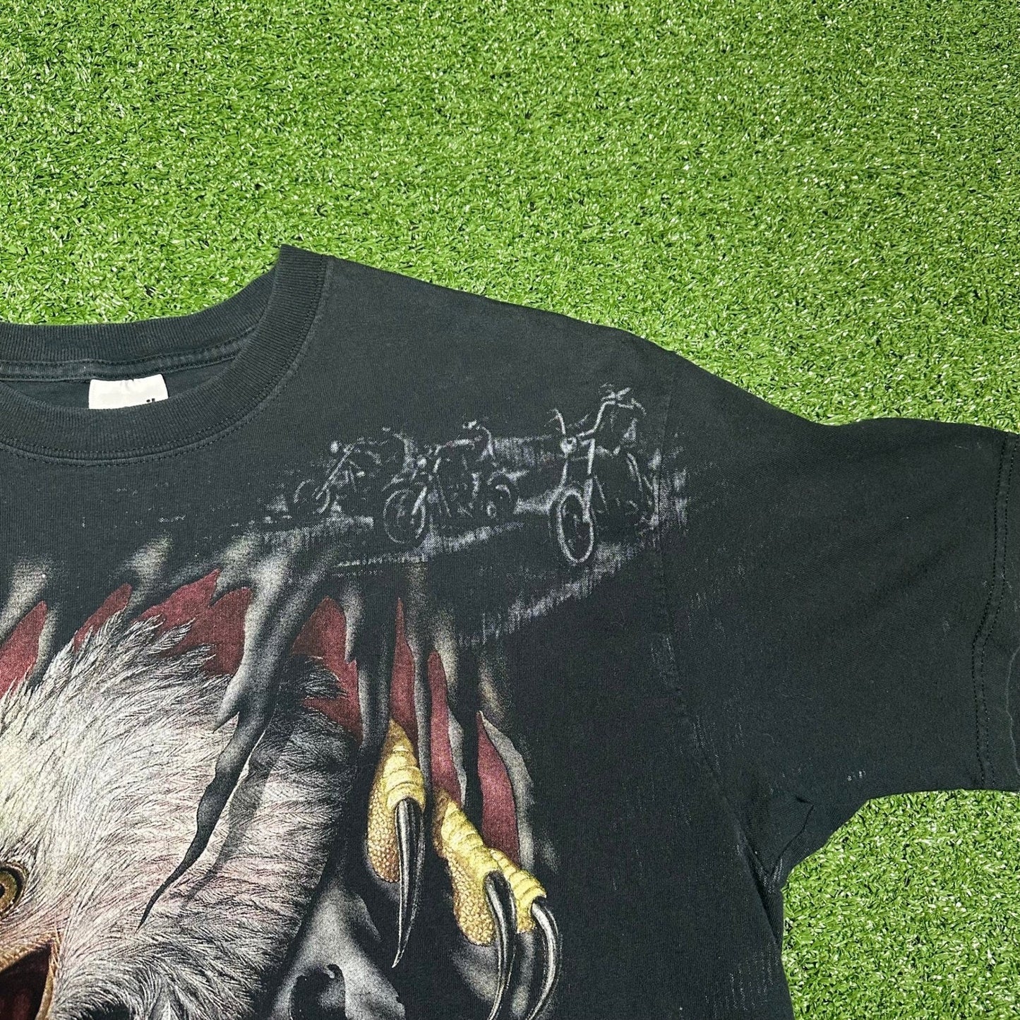 Vintage 90s Bald Eagle Break-Through Biker AOP Promo Men's XL