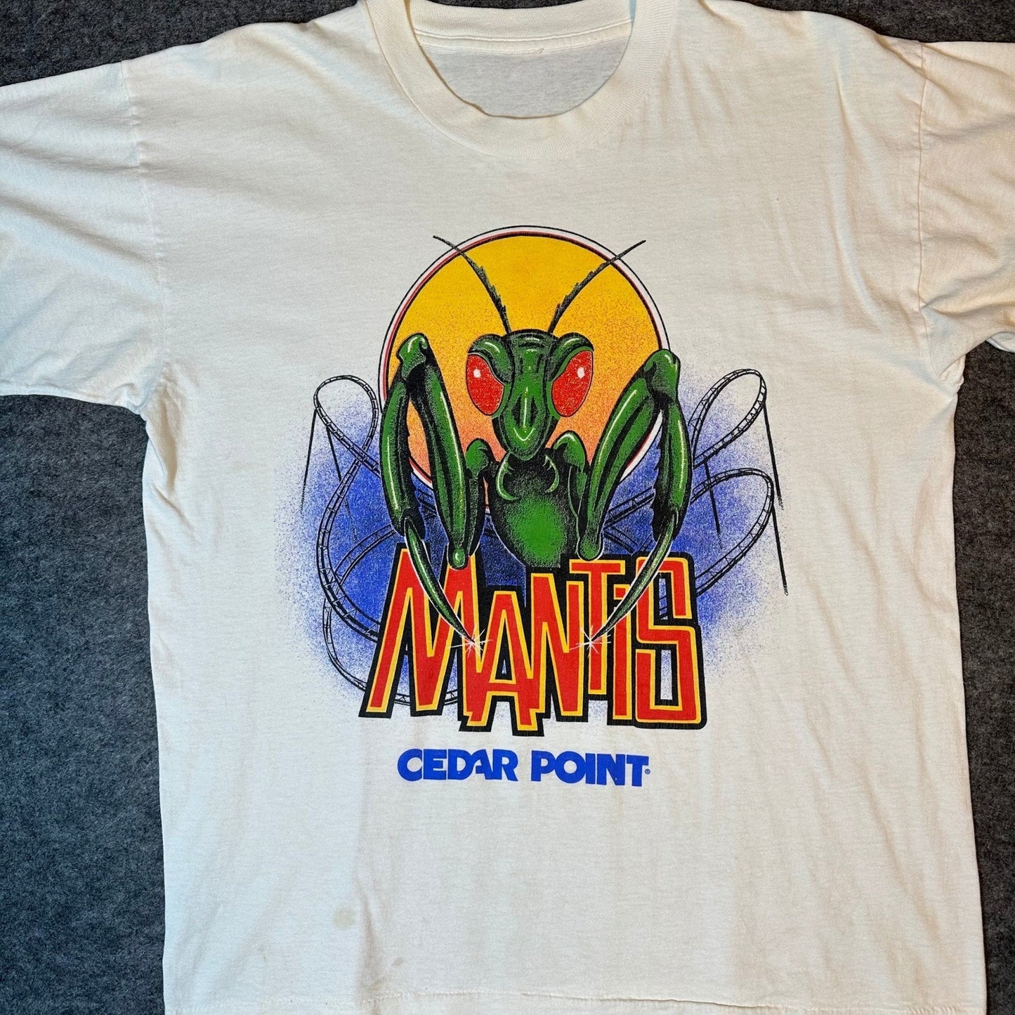 Vintage 90s Cedar Point Mantis Roller Coaster Single Stitch T Shirt Men's Medium