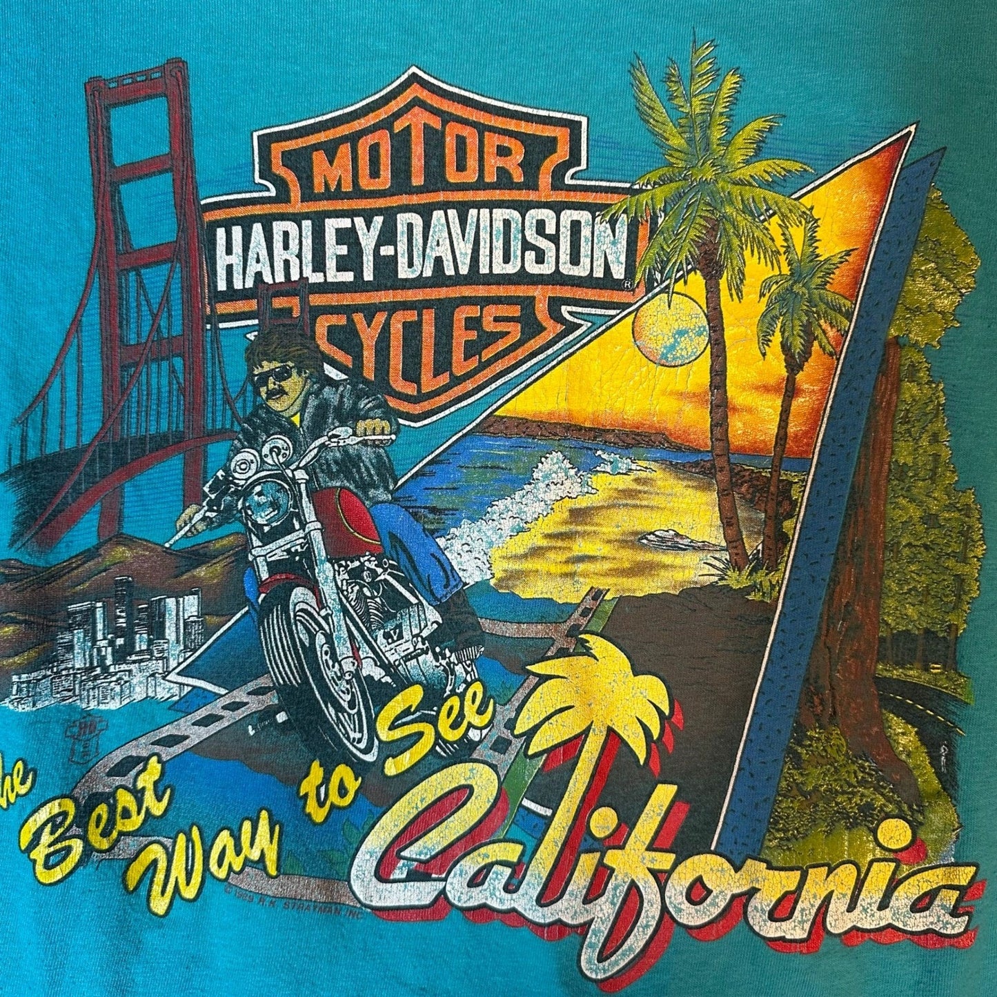 Vintage 80s Harley Davidson Shirt 1988 CALIFORNIA Biker Tee Men's Medium
