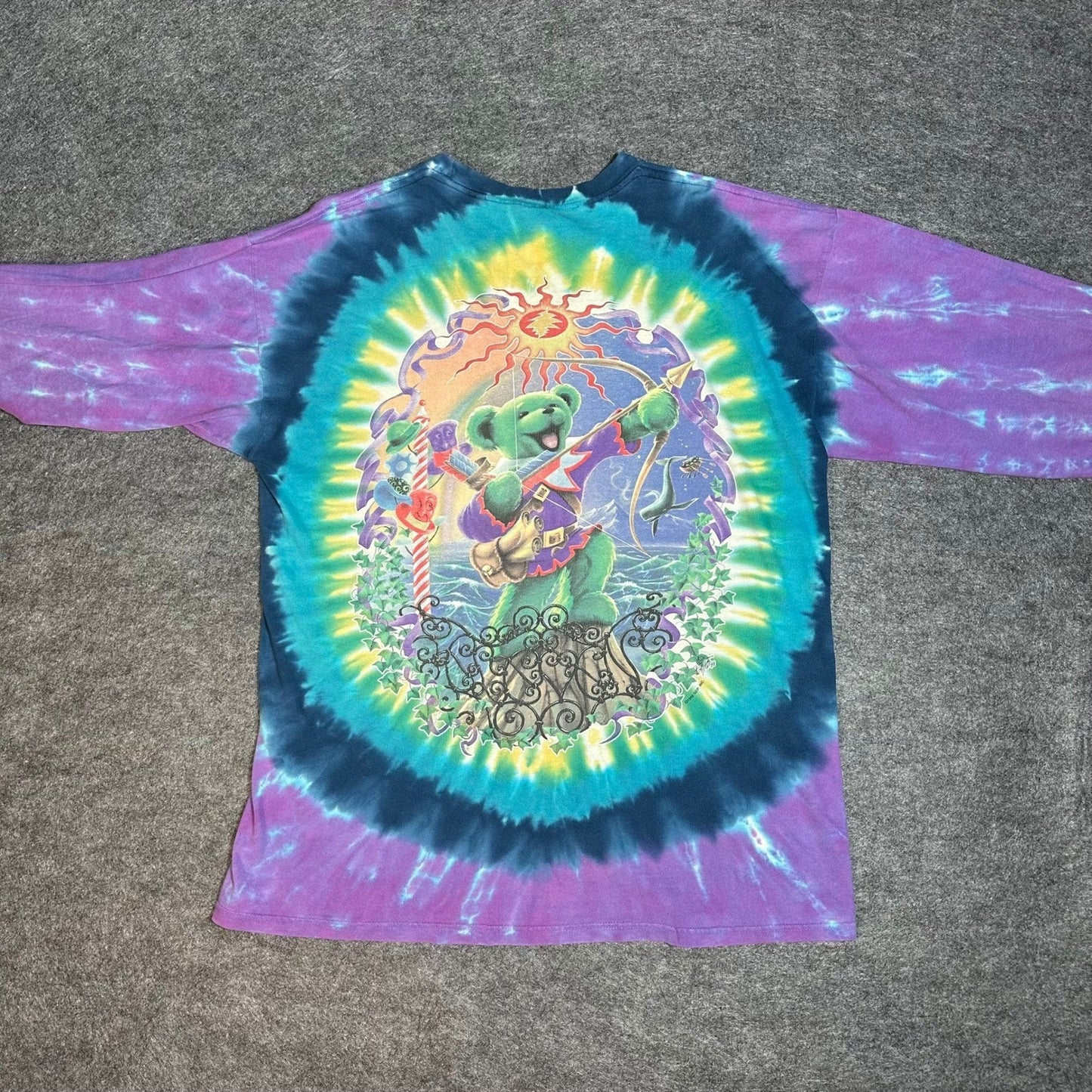 Vintage 90s Grateful Dead Saint Stephen Tie Dye Band T Shirt Liquid Blue Mens XL